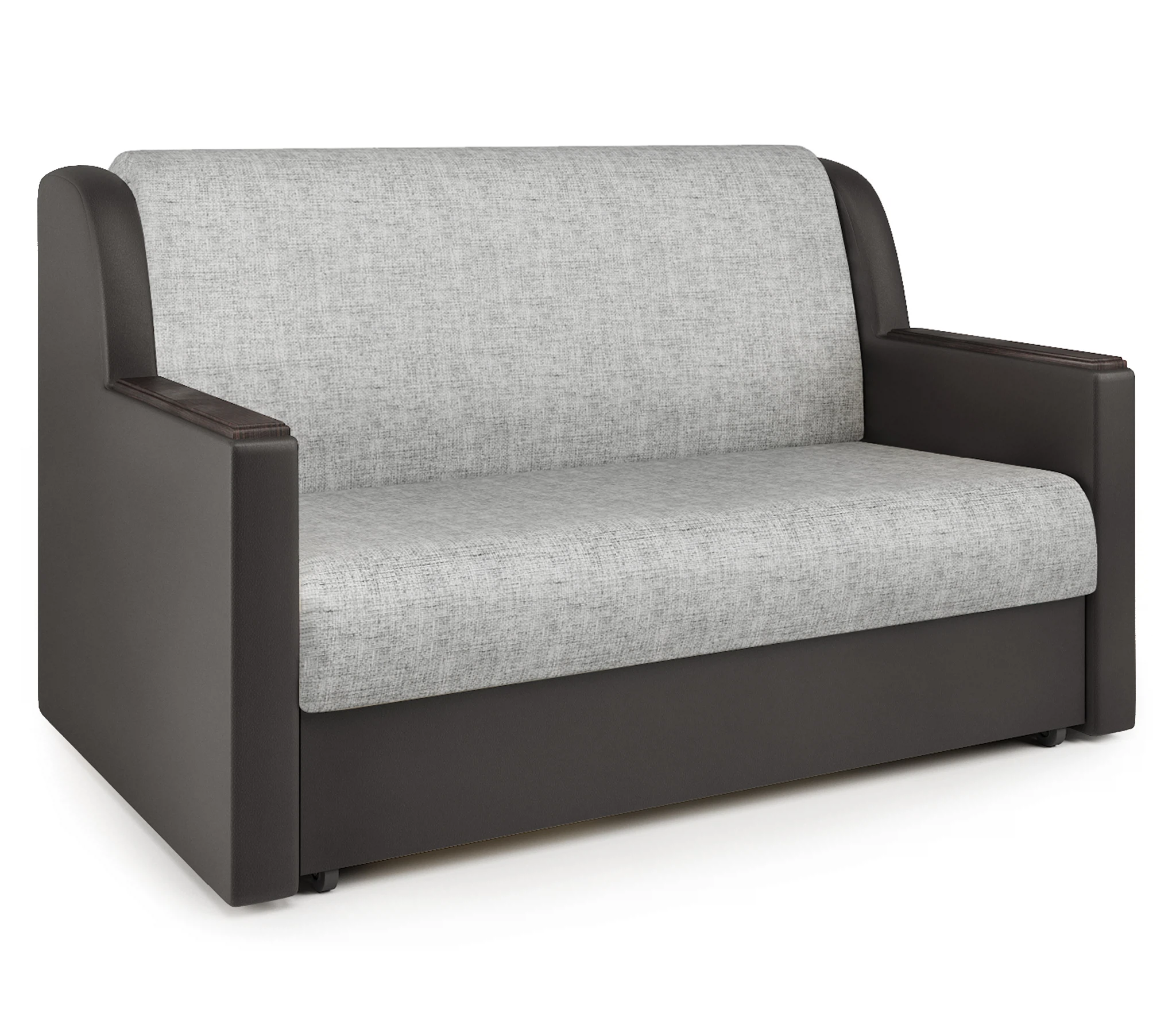 Изображение товара Диван-кровать Аккорд Д 120 экокожа шоколад и серый шенилл