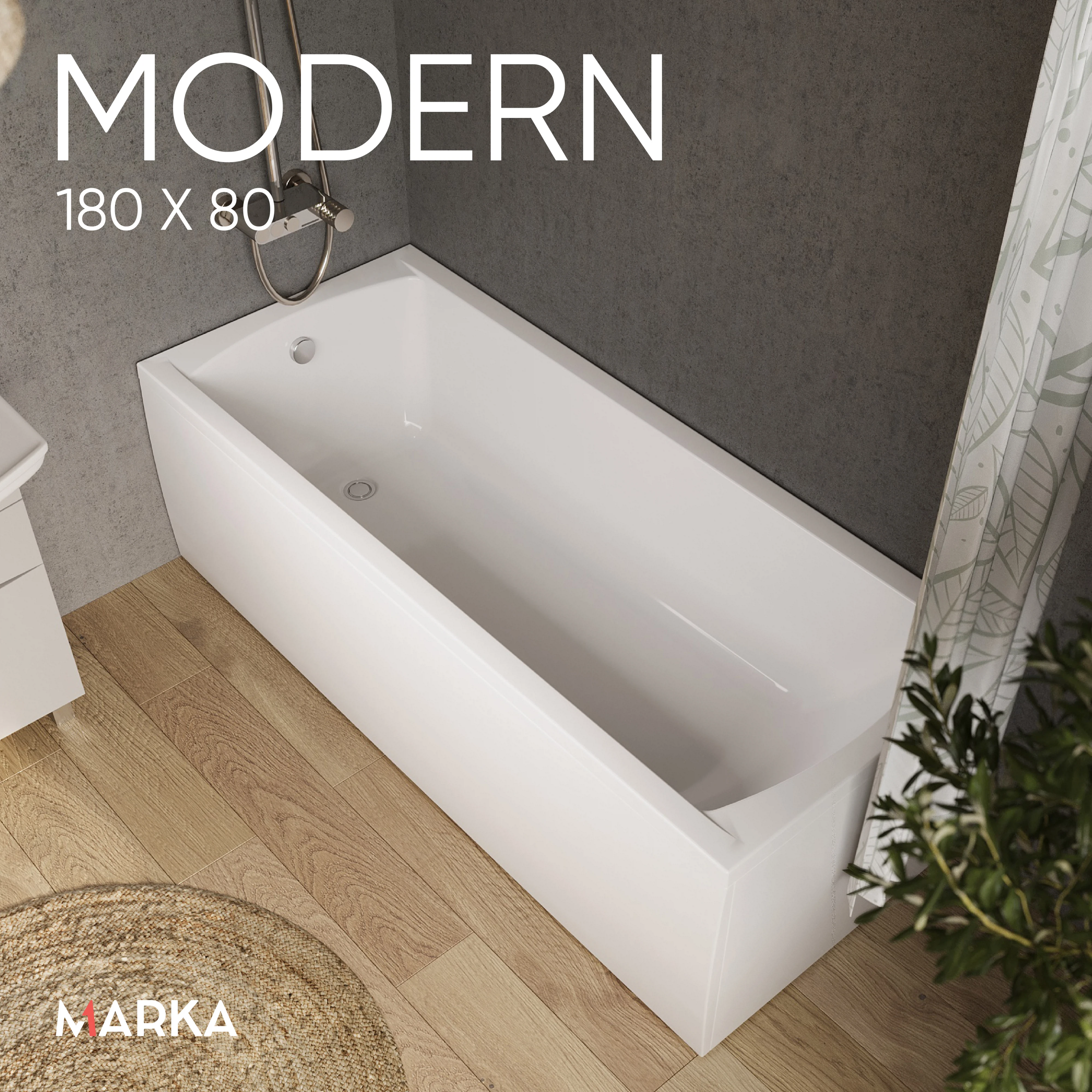 Изображение товара Ванна акриловая прямоугольная 1Marka MODERN 180 * 80