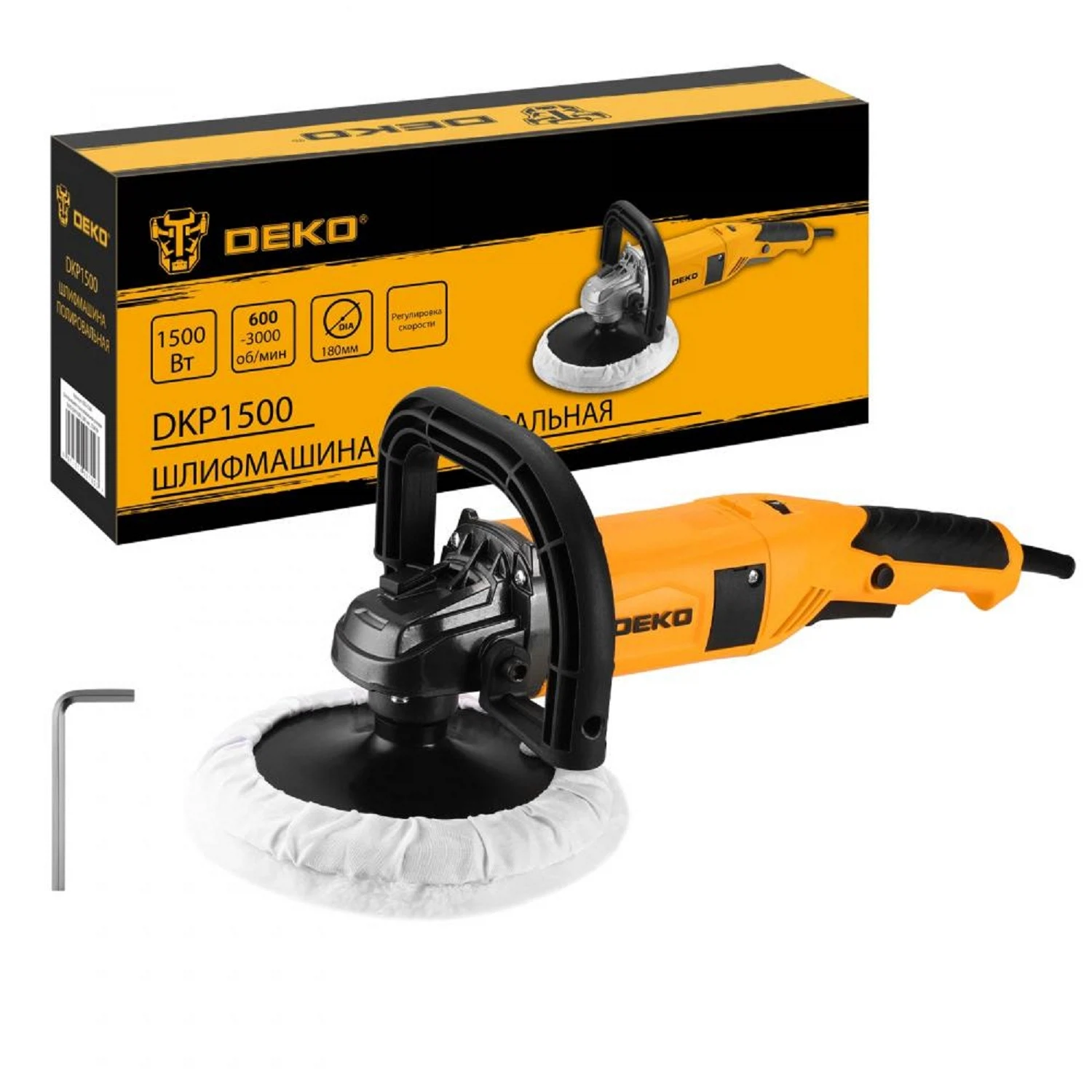 Изображение товара Шлифмашина полировальная DEKO DKP1500 с регулировкой оборотов и защитой