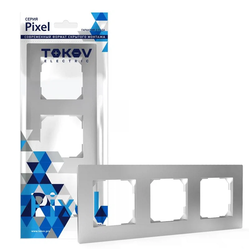 Изображение товара Рамка 3-м Pixel универс. алюм. TOKOV ELECTRIC TKE-PX-RM3-C03