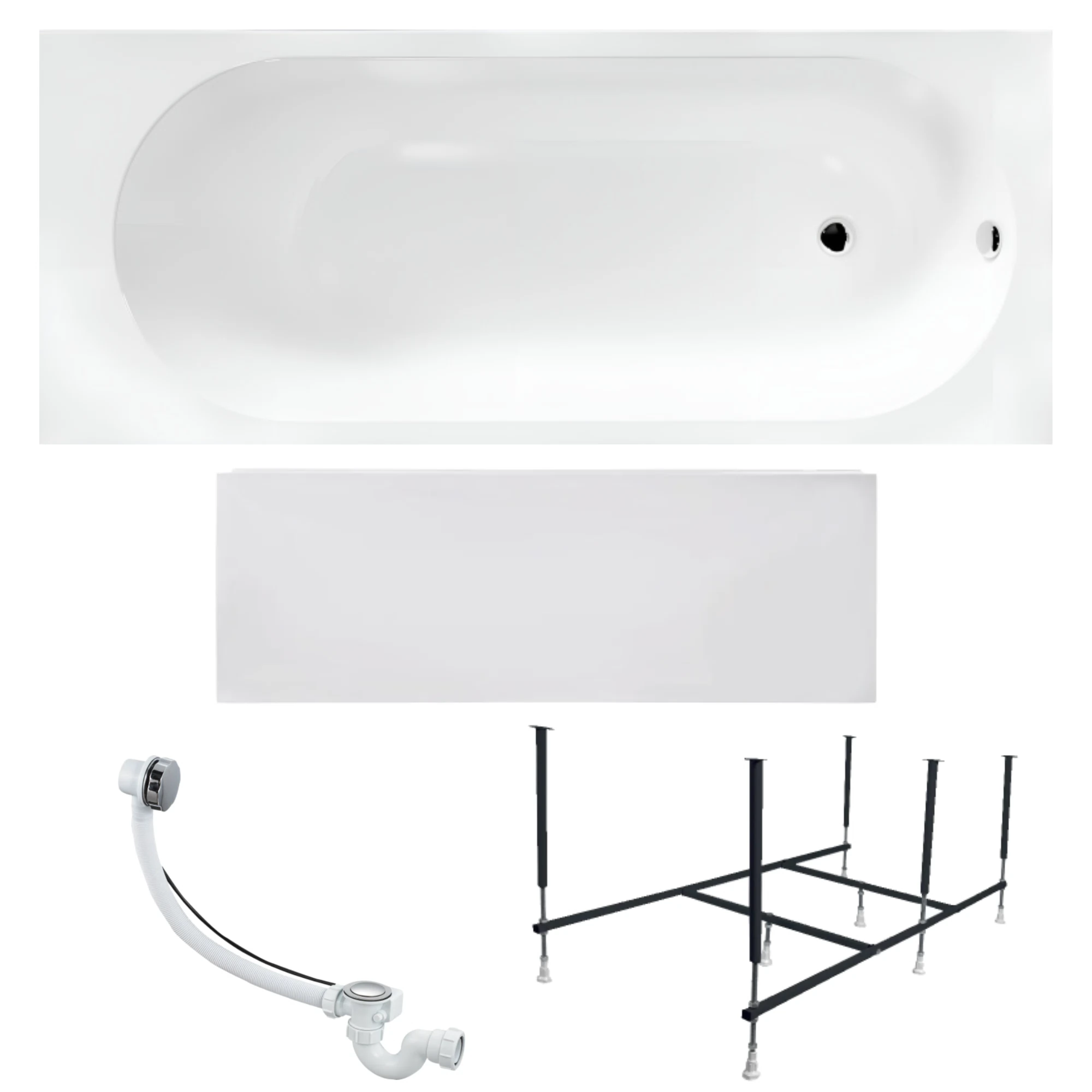 Изображение товара Акриловая ванна 1MARKA ATLAS 160x70 овальная с каркасом и сливом