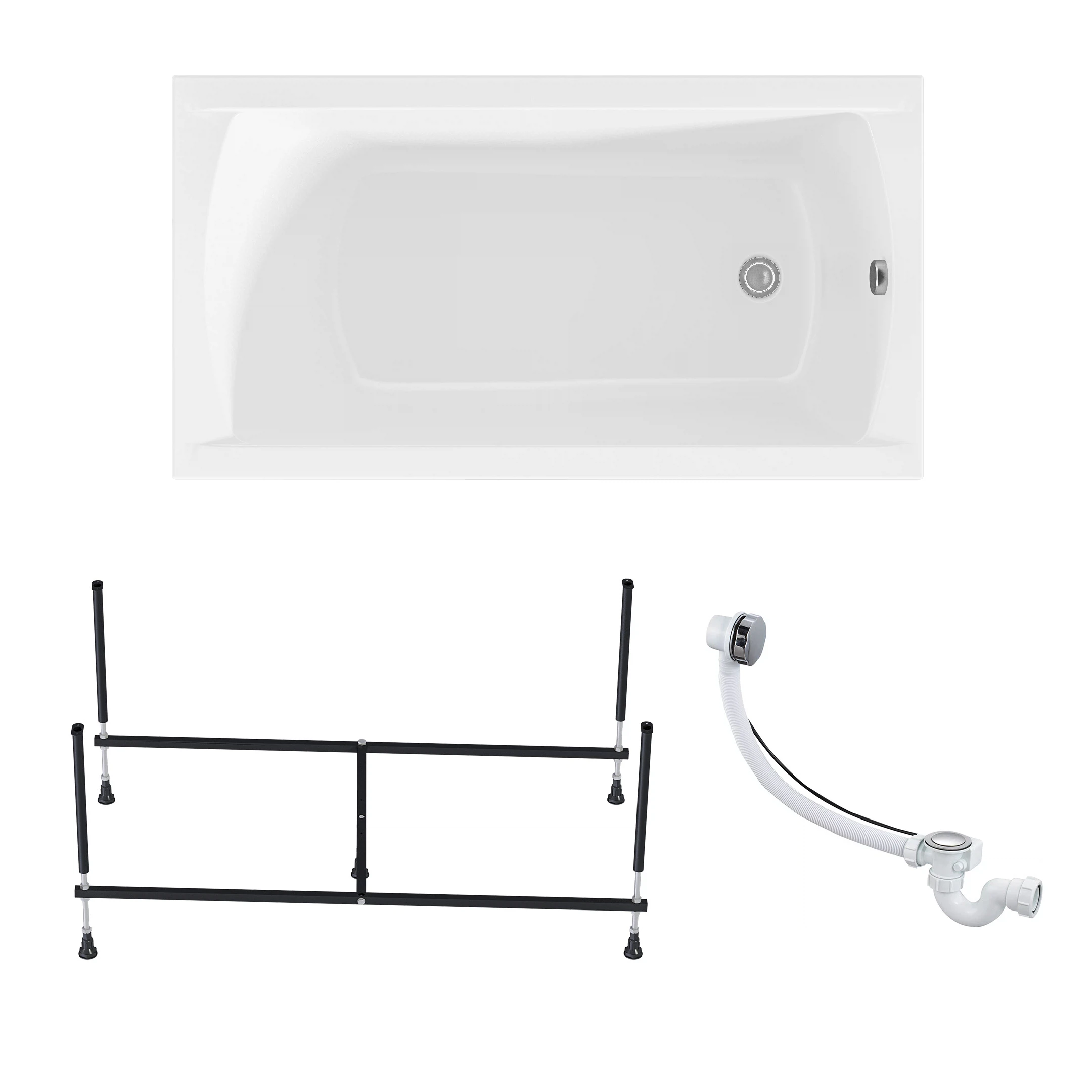 Изображение товара Ванна акриловая 1MARKA MODERN 120х70 в наборе 3 в 1-ванна, металлический каркас, слив, 01мод1270кс2+