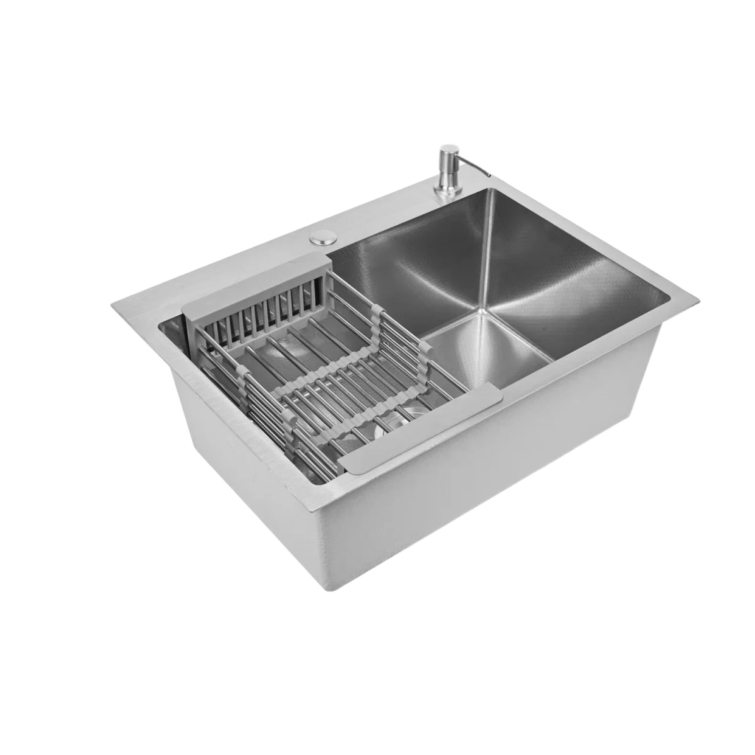 Изображение товара Мойка кухонная из нержавеющей стали 70х50 с сифоном и дозатором