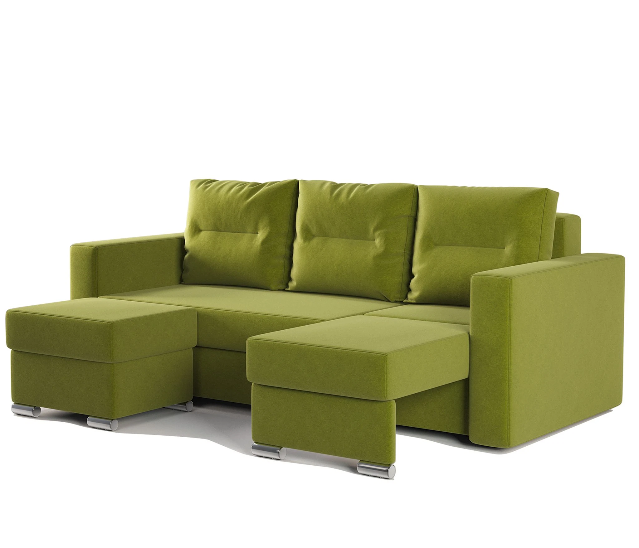 Изображение товара Угловой диван трансформер Рио правый с пуфиком велюр Дрим эппл