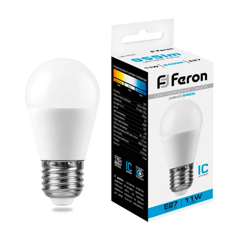 Изображение товара Светодиодная лампа Feron LB-750 E27 11W холодный свет 6400K
