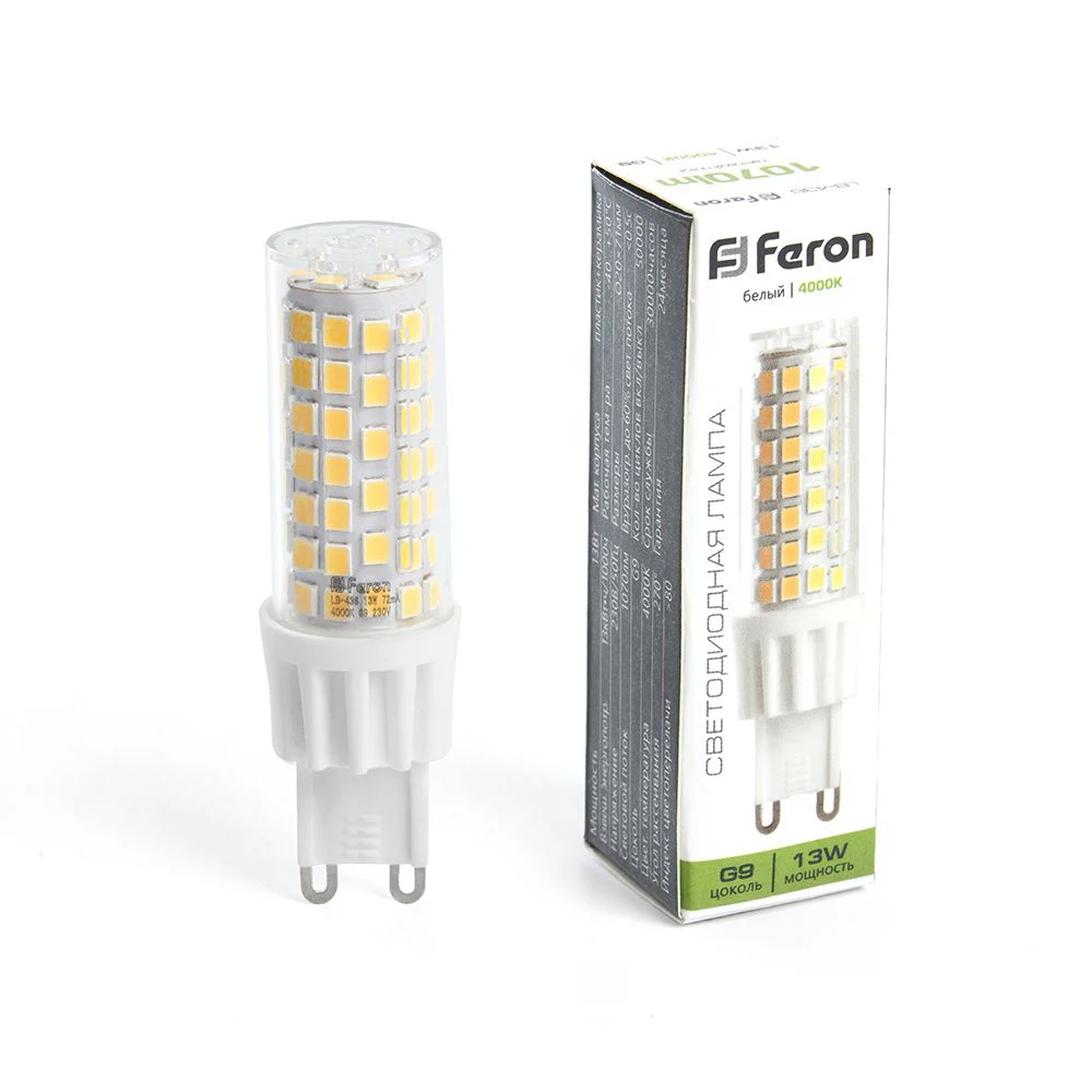 Изображение товара Лампа светодиодная Feron LB-436 G9 13W 175-265V 4000K Изображение товара Лампа светодиодная Feron LB-436 G9 13W 175-265V 4000K