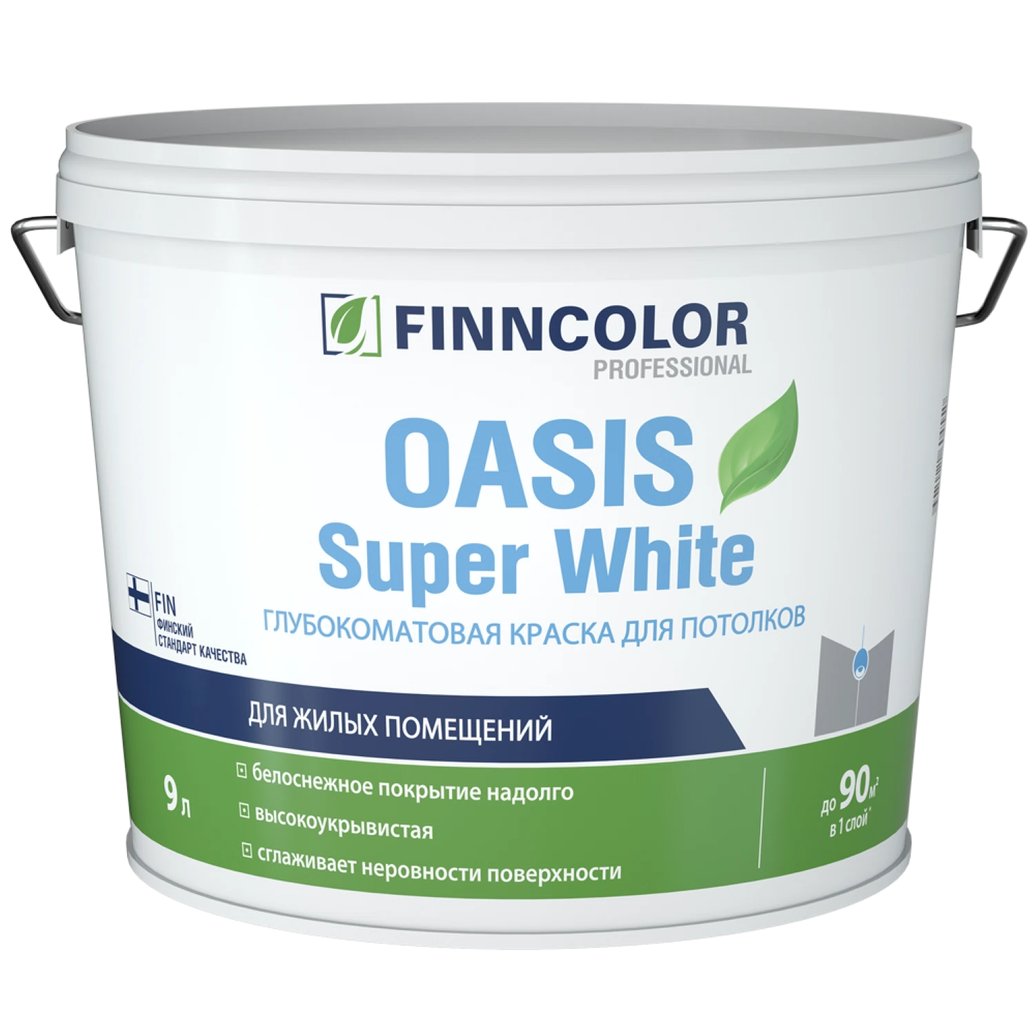 Изображение товара Краска FINNCOLOR OASIS SUPER WHITE для потолков супербелая, глубокоматовая (9л)