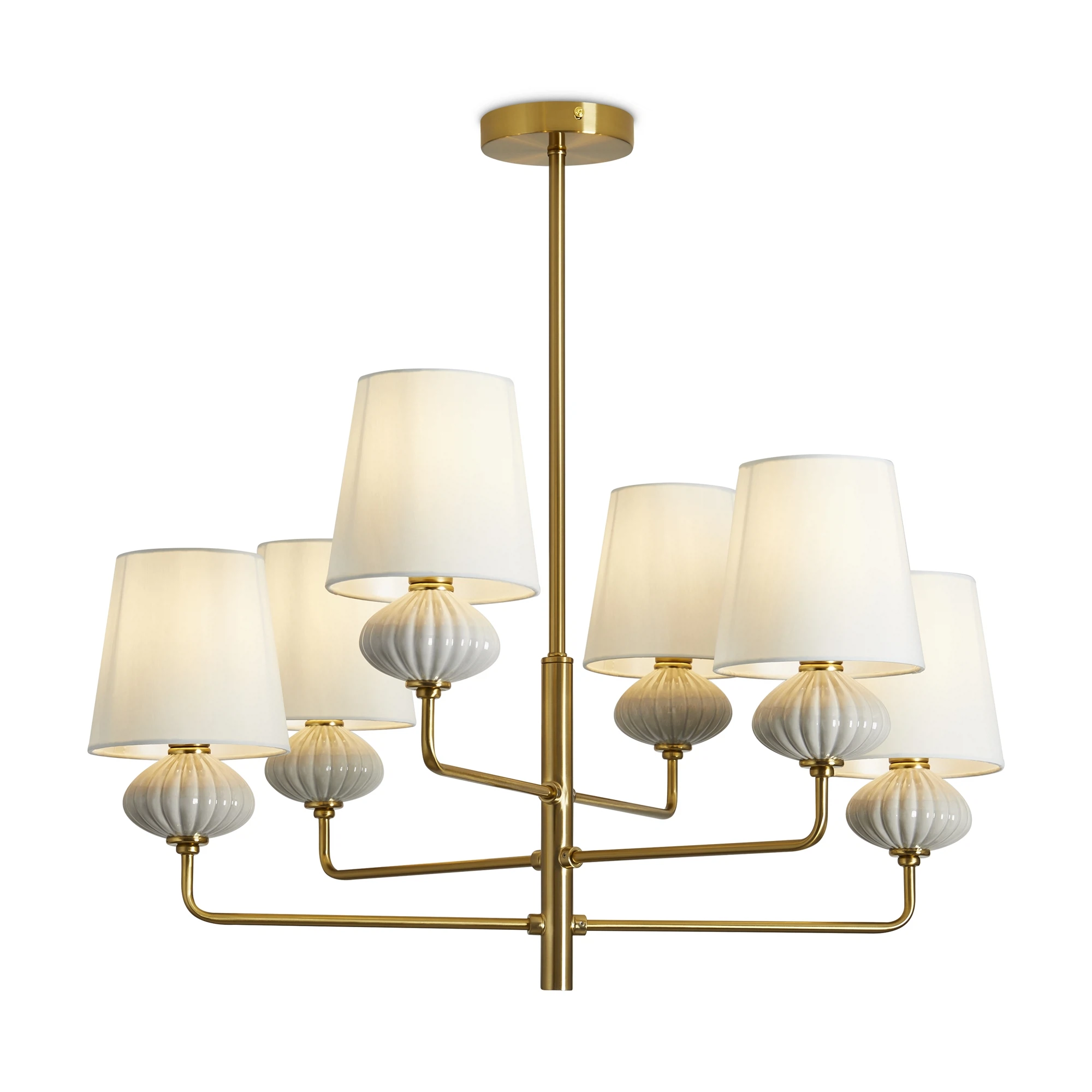 Изображение товара Люстра Freya Ceramics FR2029PL-04BS с 6 лампами, модерн, ткань и керамика