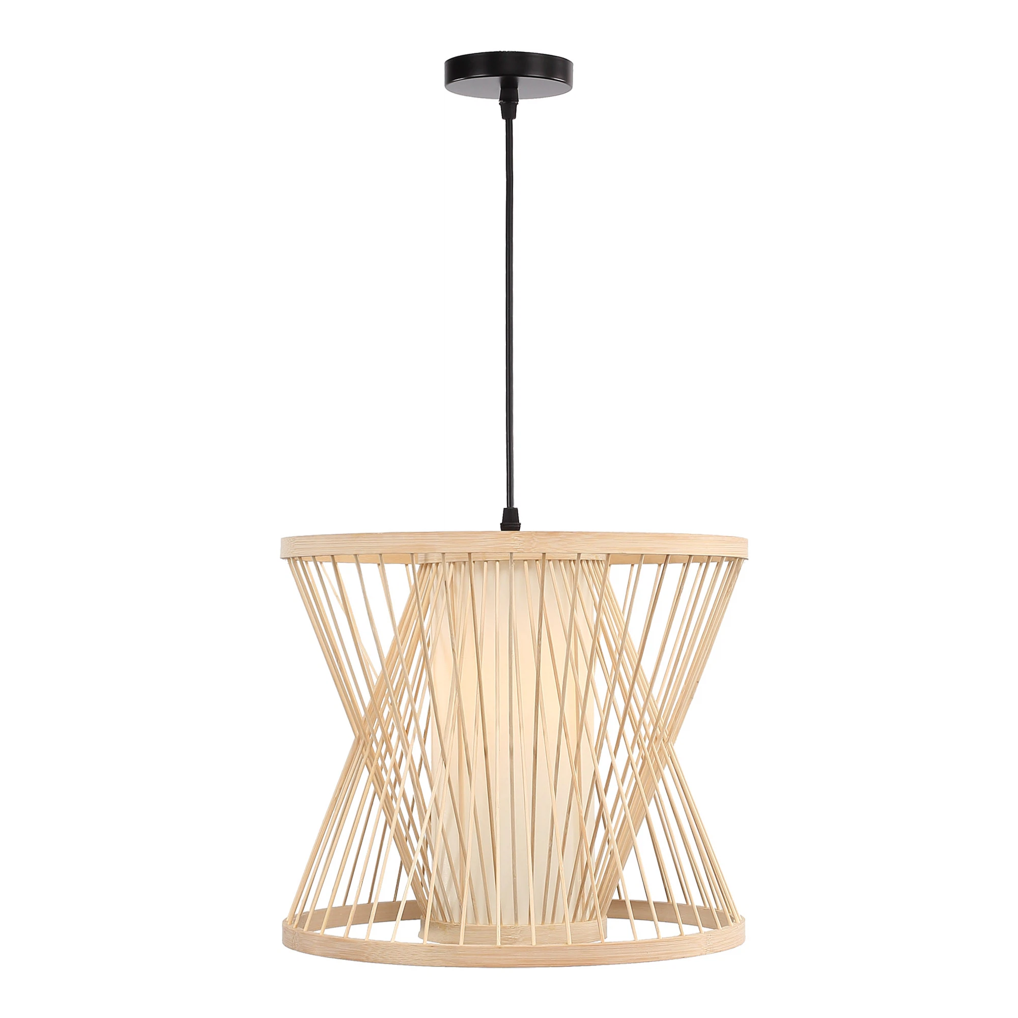 Изображение товара Подвесной светильник ALMA E27 деревянный тканевый стильный дизайн