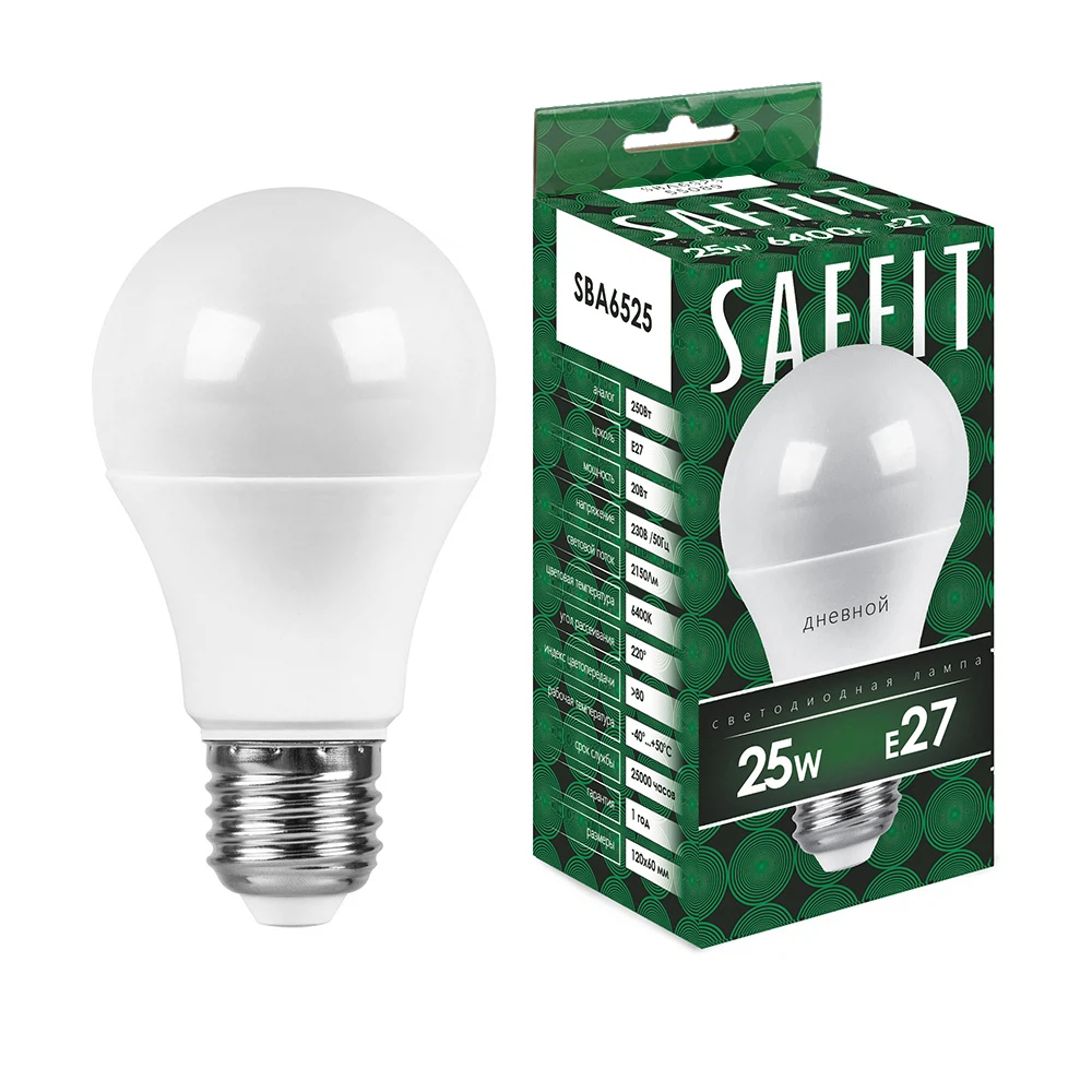 Изображение товара Лампа светодиодная SAFFIT SBA6525 Шар E27 25W 230V 6400K