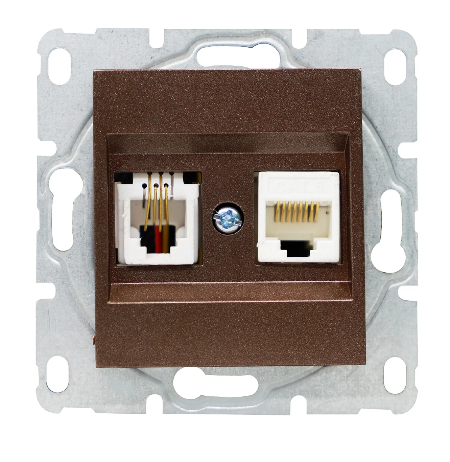 Изображение товара Розетка Vesta-Electric Brown для LAN и Phone без рамки, скрытая установка
