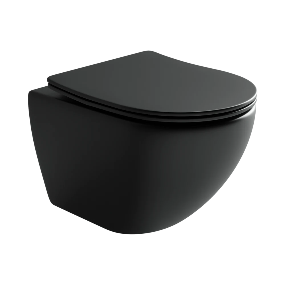 Изображение товара Подвесной унитаз Metropol Rimless черный матовый с функцией плавного закрытия