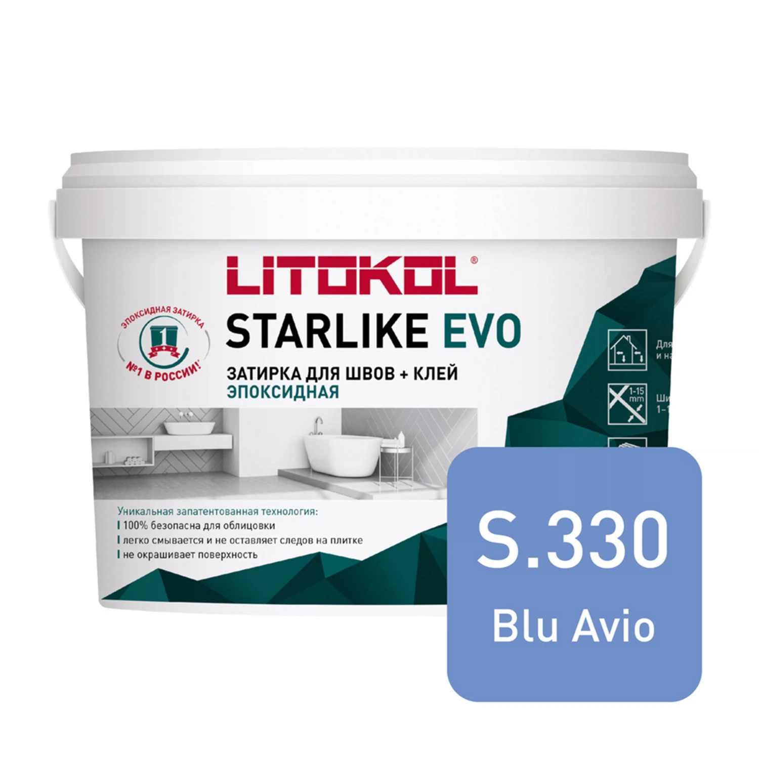 Изображение товара Эпоксидная затирка для межплиточных швов LITOKOL STARLIKE EVO S.330 Blu Avio 5 кг