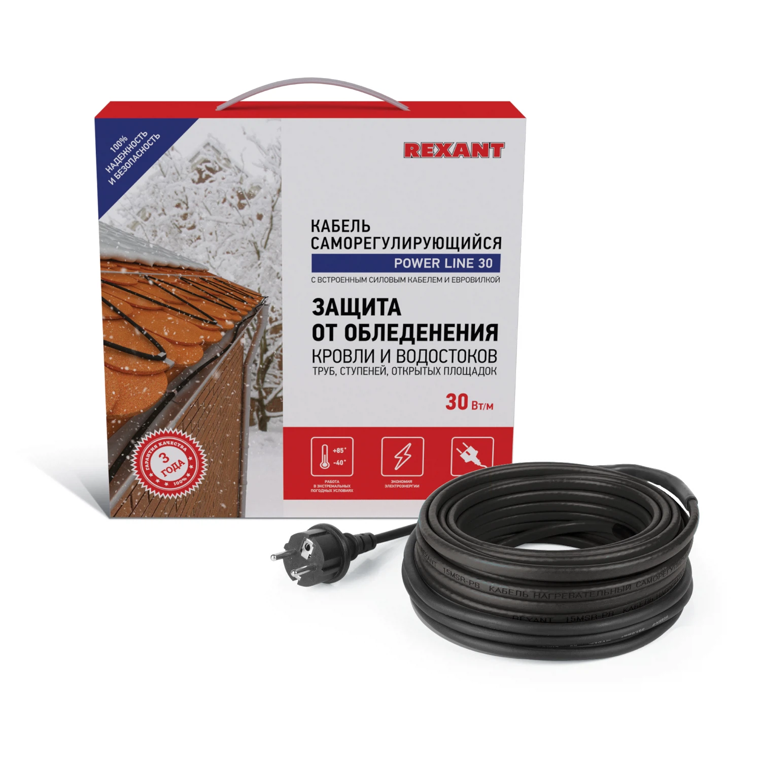 Изображение товара Греющий саморегулирующийся кабель POWER Line 30SRL-2CR 6м REXANT