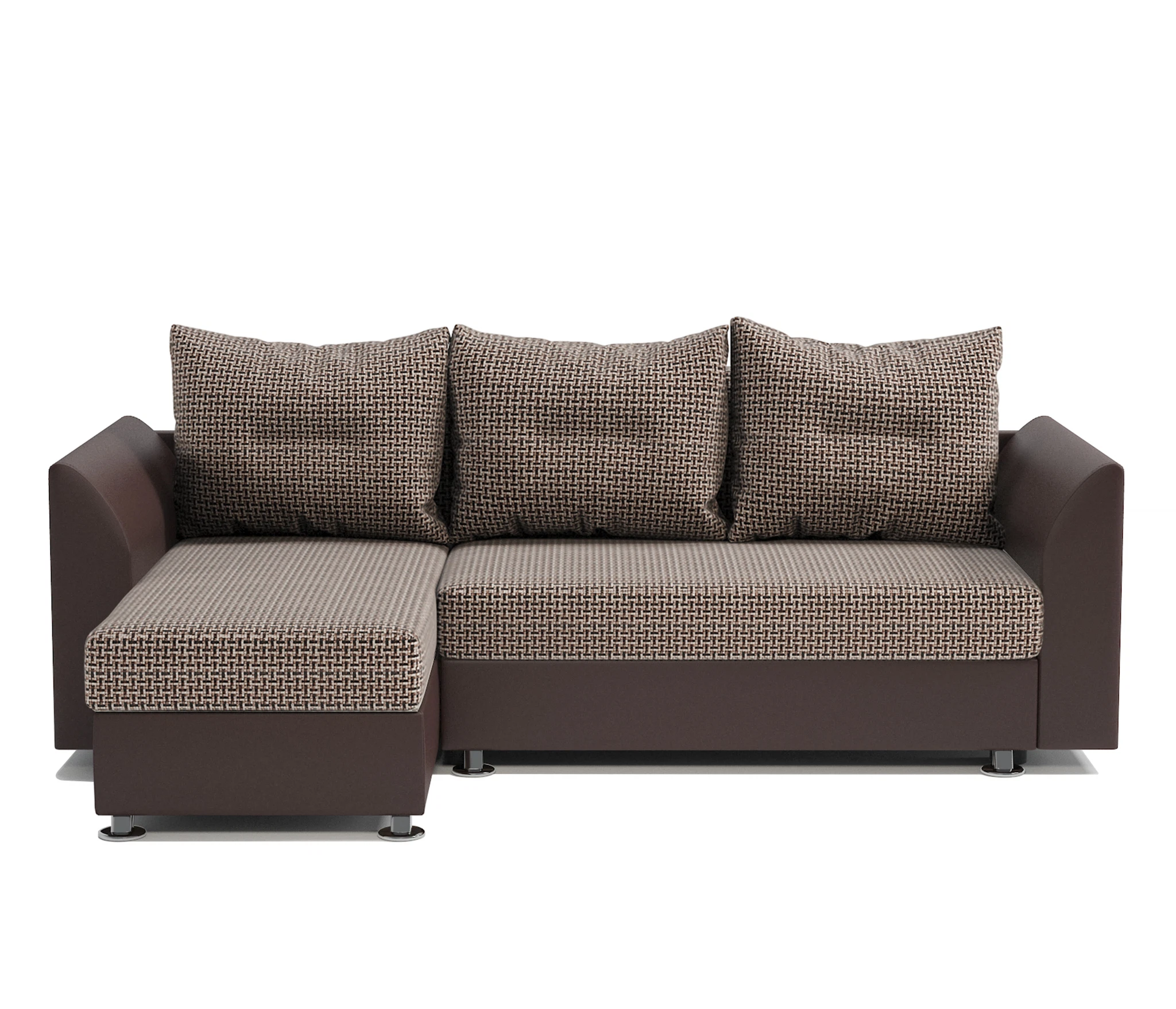 Изображение товара Угловой диван Ария Скала левый Корфу коричневый и экокожа шоколад