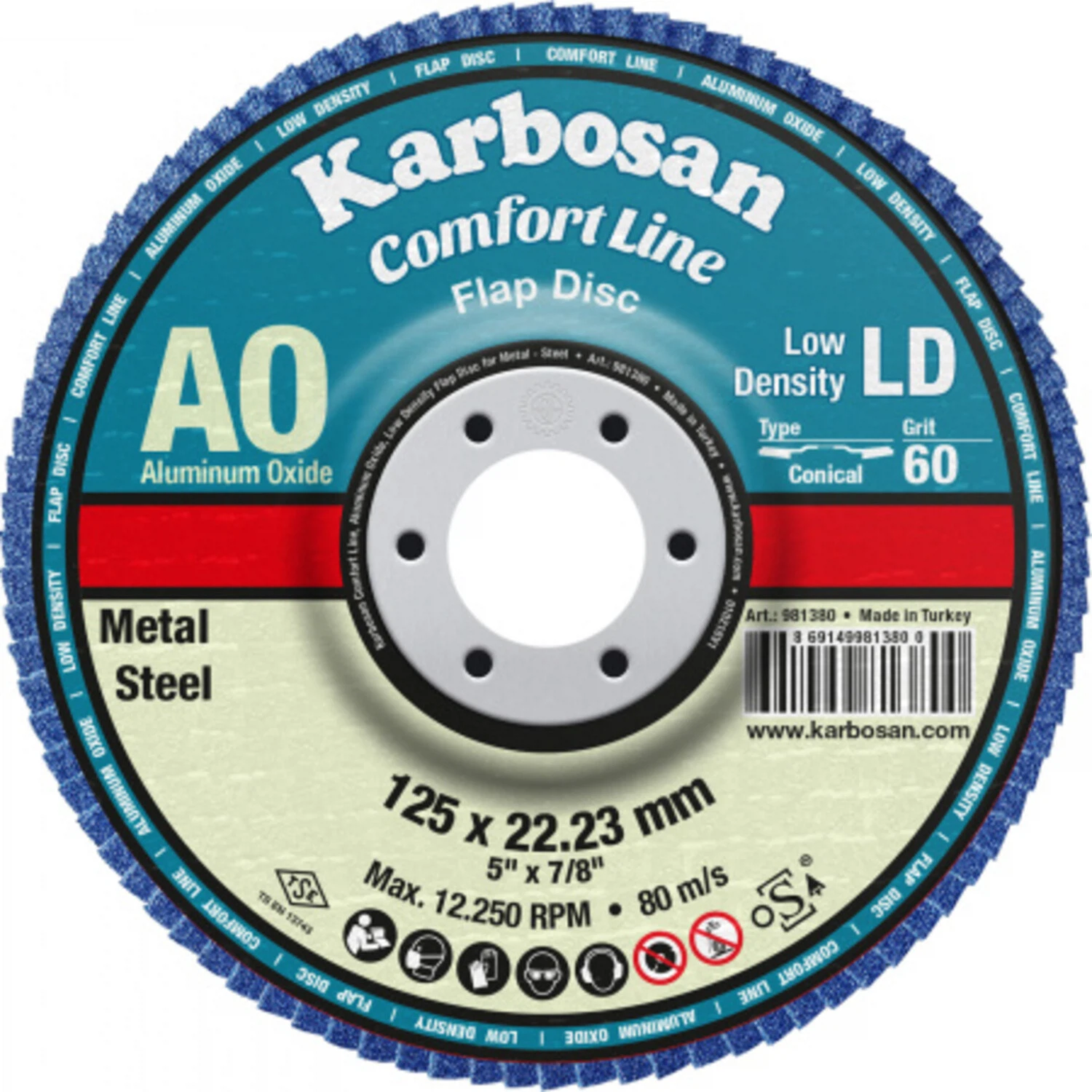 Изображение товара Круг лепестковый КЛТ 125х22/Р60 Karbosan Comfort Line AO LD Flap Конический (Арт.981380)