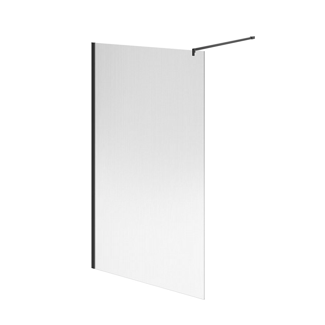 Изображение товара Душевая перегородка Cristallo/Кристалло с рифленым стеклом, 120х210, матовый черный Kerama Marazzi арт. CT.120.WI.BLK.M
