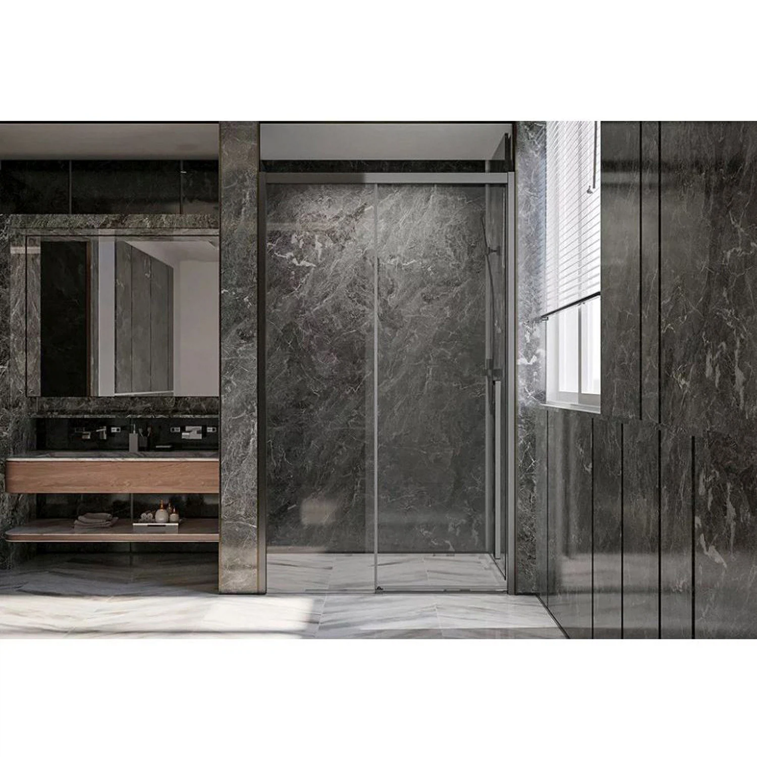 Изображение товара Душевая дверь Veconi Premium Trento PTD-30GR 1400x2000 мм раздвижная