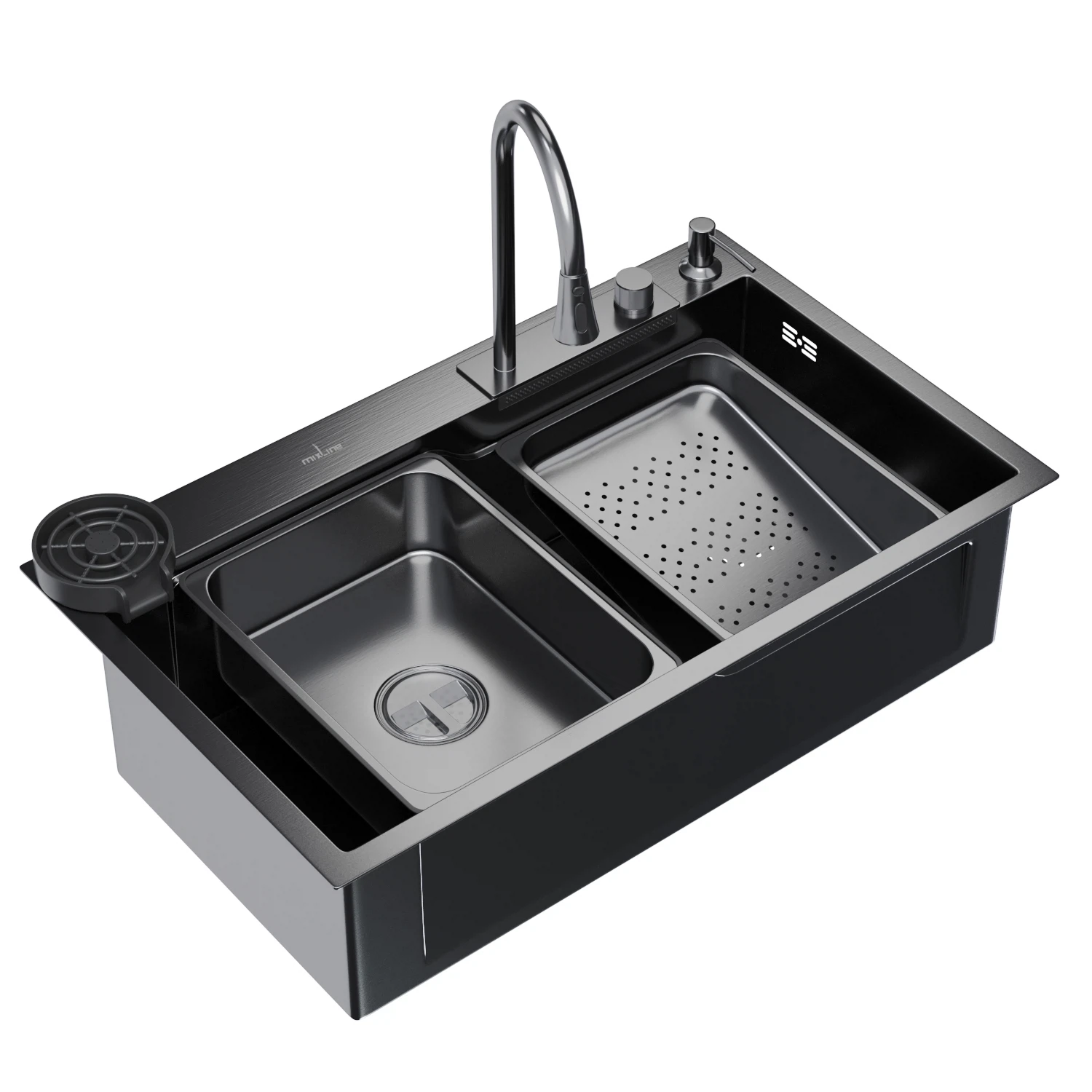 Изображение товара Кухонная мойка врезная Mixline PRO из нержавеющей стали 750х215 мм черный графит