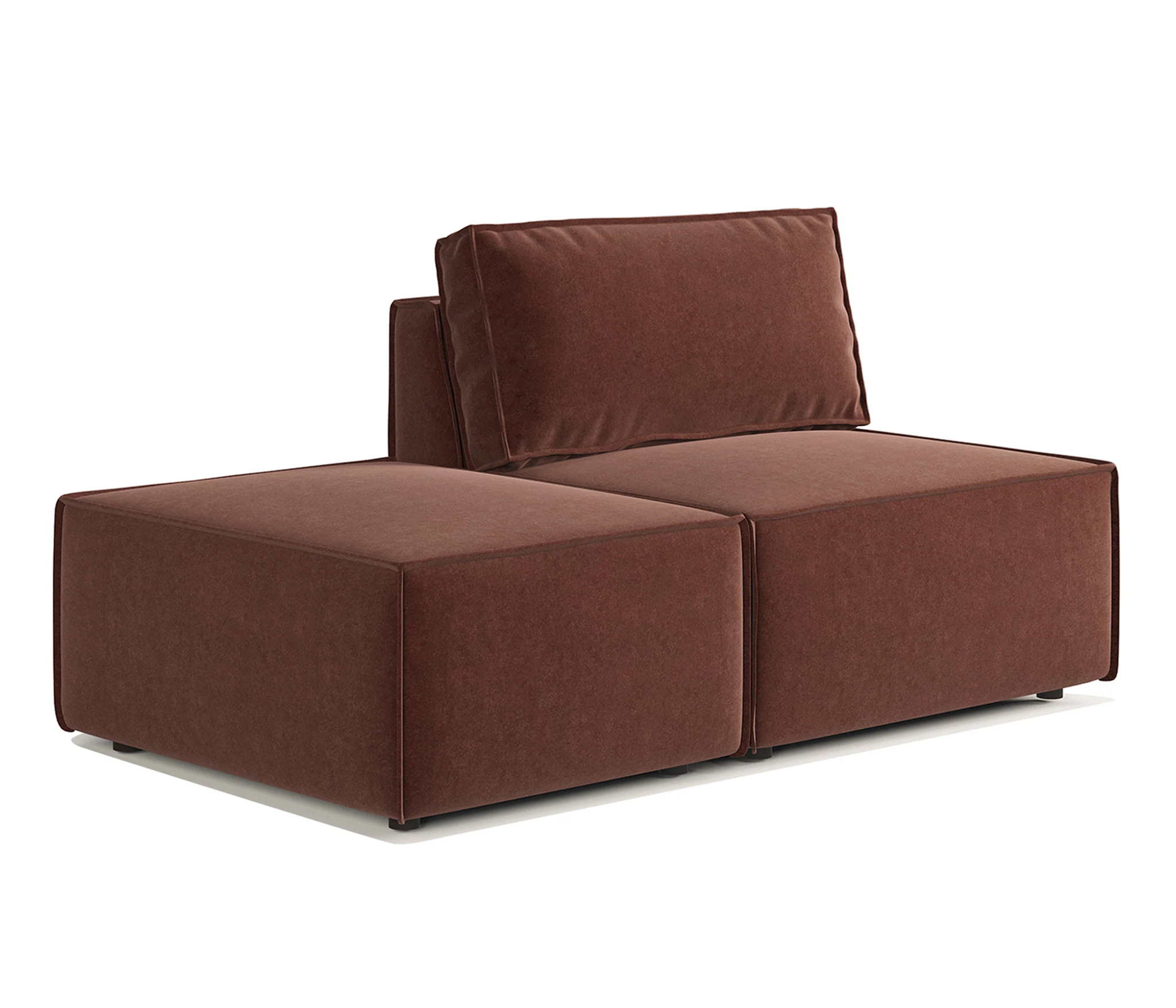 Изображение товара Модули диван и пуф Гамма 25 170х95х70 см, независимый пружинный блок, левый велюр Дрим шоколад