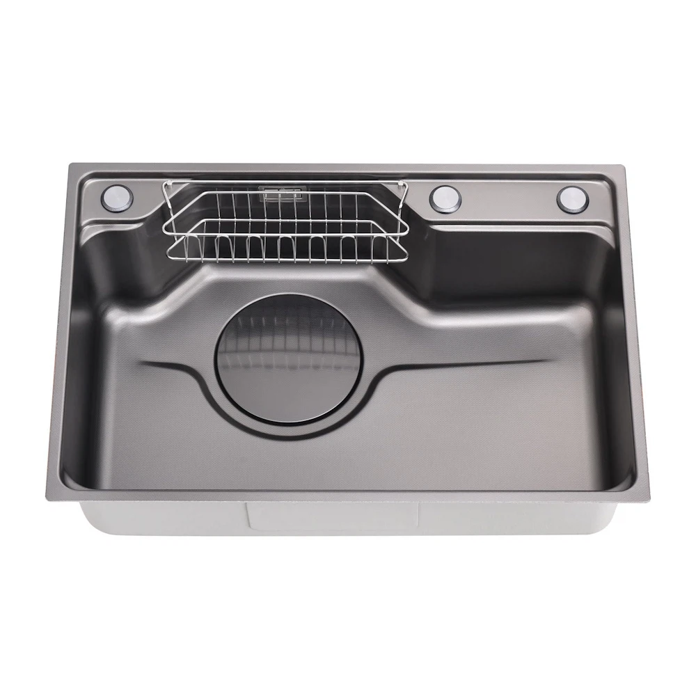 Изображение товара Мойка кухонная Fmark FSC6845Q из нержавеющей стали, графитовая
