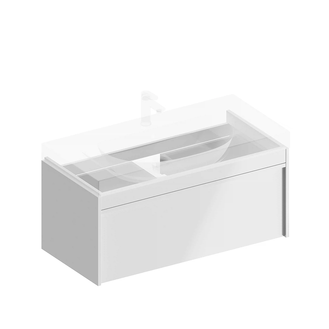 Изображение товара Тумба Modula/Модула подвесная 100 с ящиком 1+1, белая глянцевая