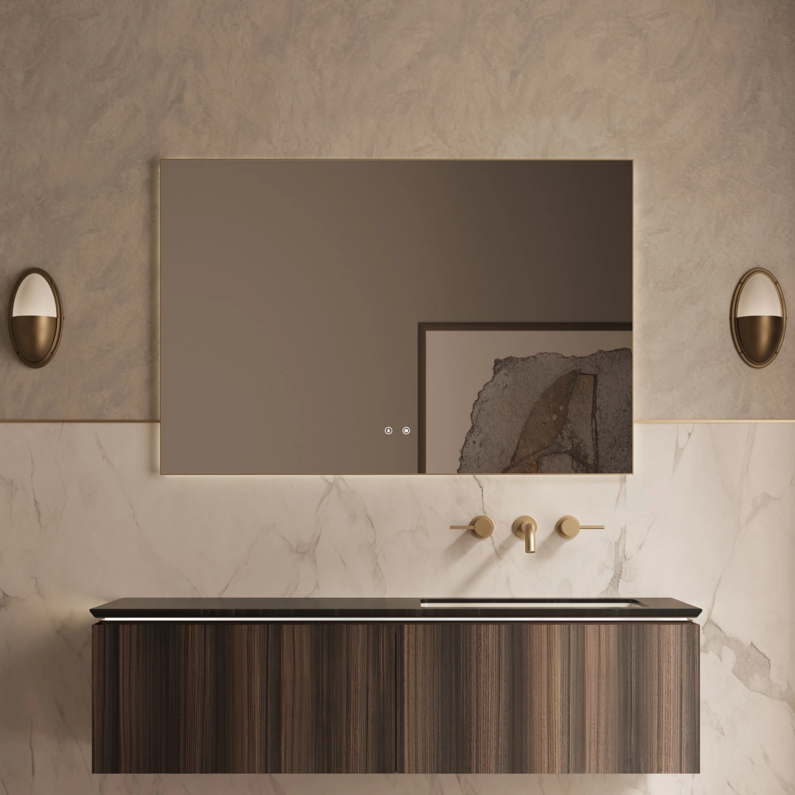 Изображение товара Тумба под раковину подвесная Vincea Luxe 1390 мм. ,арт. VMC-4LX140WN натуральный орех