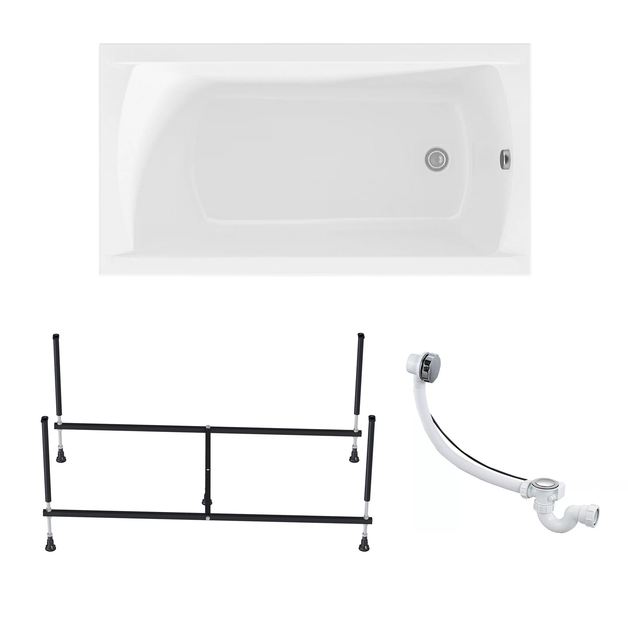 Изображение товара Ванна акриловая 1MARKA MODERN 130х70 в наборе 3 в 1: ванна, каркас, слив-перелив, 01мод1370кс2+