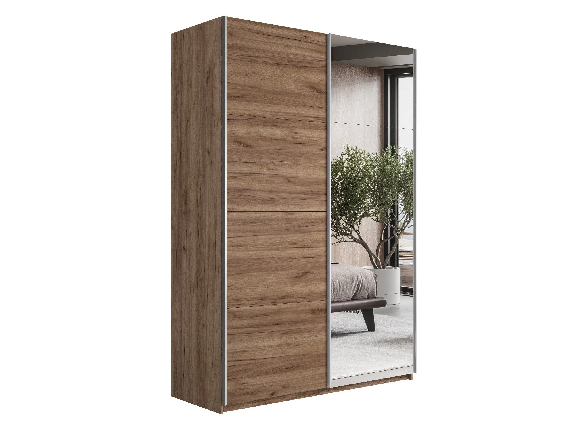 Изображение товара 2-х дверный шкаф-купе серия Прайм из ЛДСП с зеркалом и системой Hettich