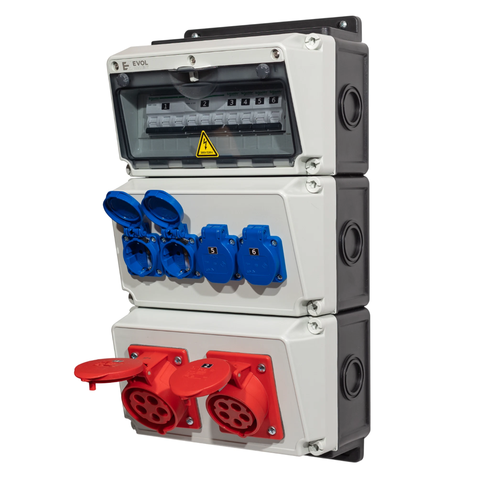 Изображение товара Щит навесной с розетками 220В + 380В EVOL BLOCKBOX (0104-010-1)