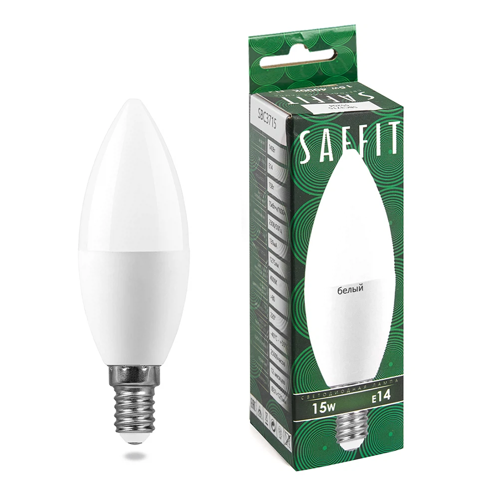 Изображение товара Светодиодная лампа SAFFIT SBC3715 свеча E14 15W 4000K нейтральный свет