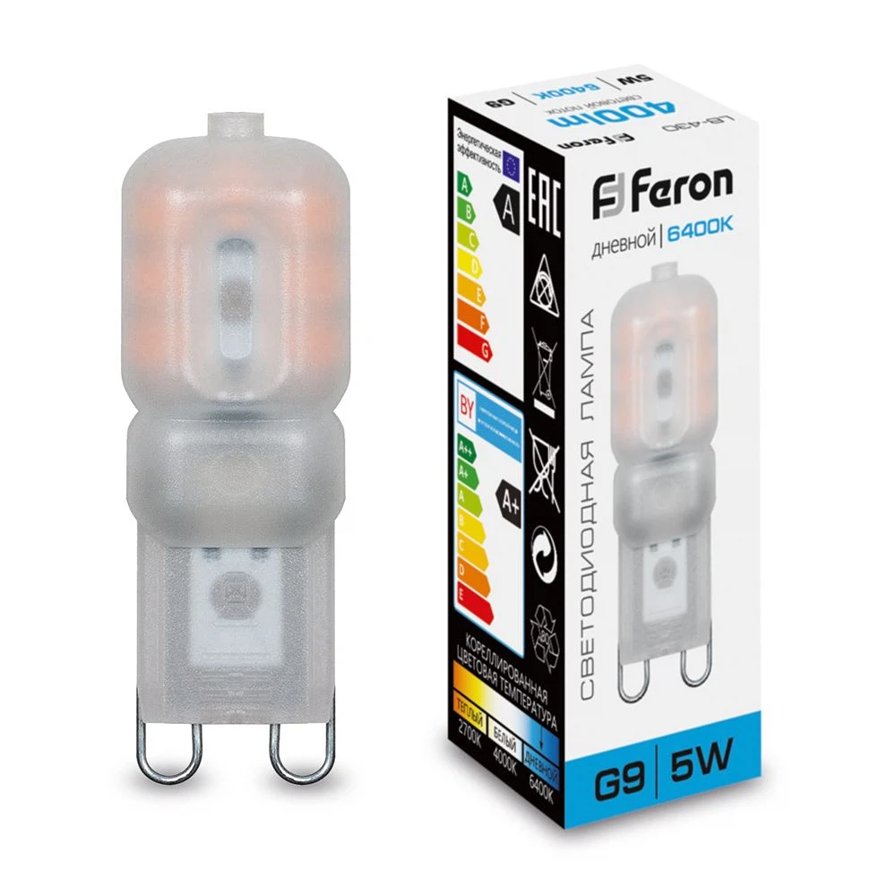 Изображение товара Светодиодная лампа Feron G9 5W 6400K холодный свет для дома и офиса
