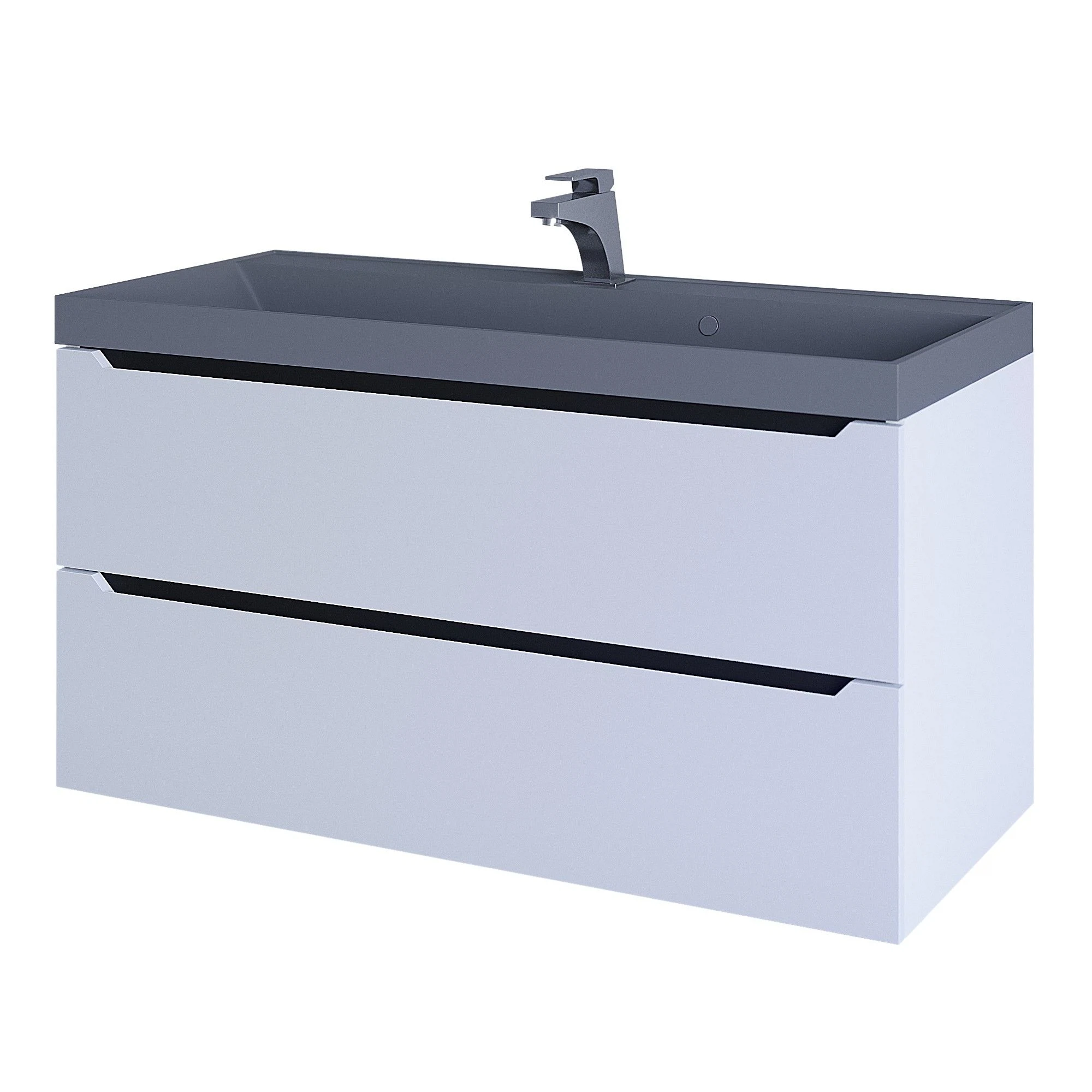 Изображение товара Тумба с раковиной подвесная Uperwood Tanos-Classic Quartz 100х45х55 см, белая графит/бетон