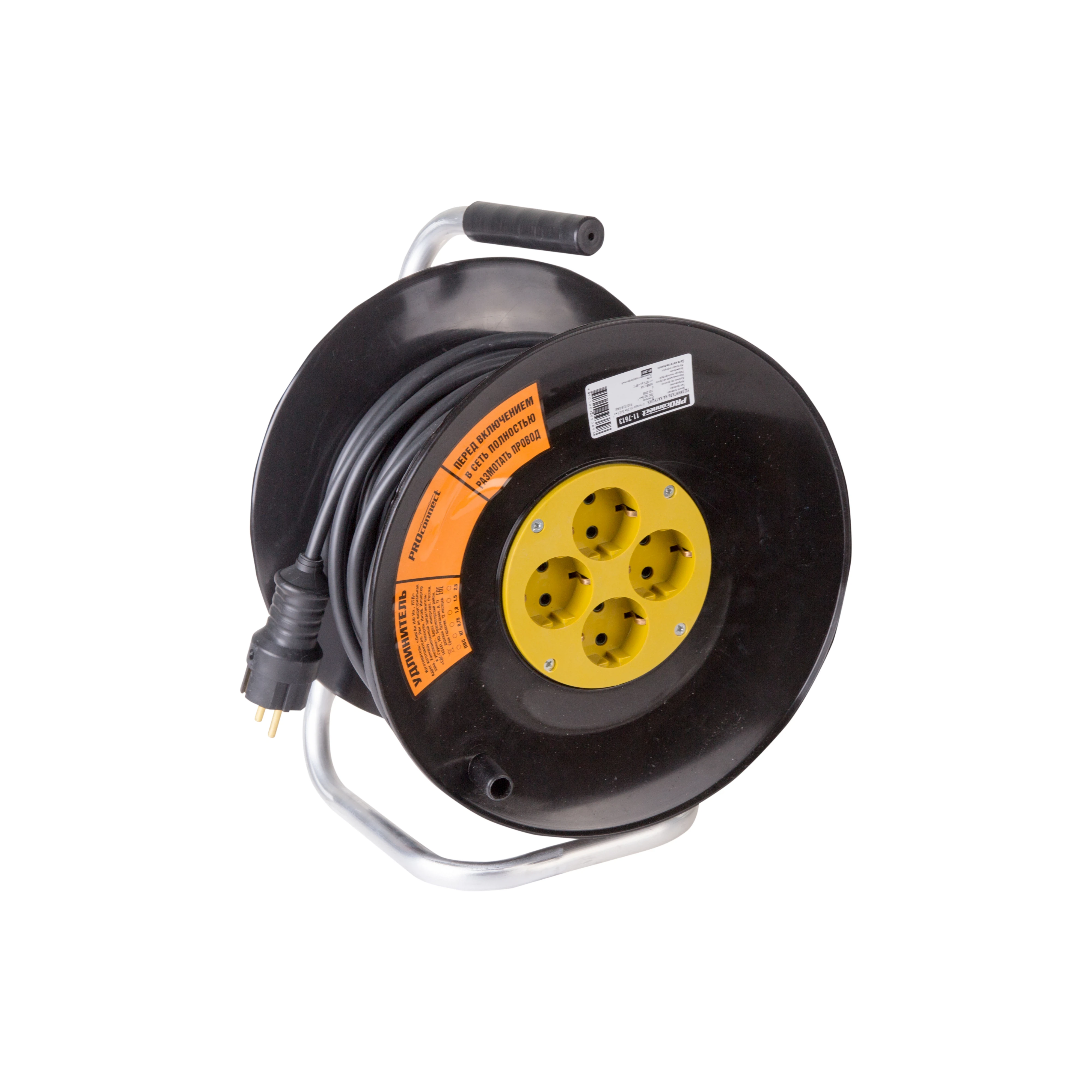 Изображение товара Удлинитель силовой на катушке 4 гнезда с/з 50м 3х2,5мм² PROFESSIONAL PROconnect