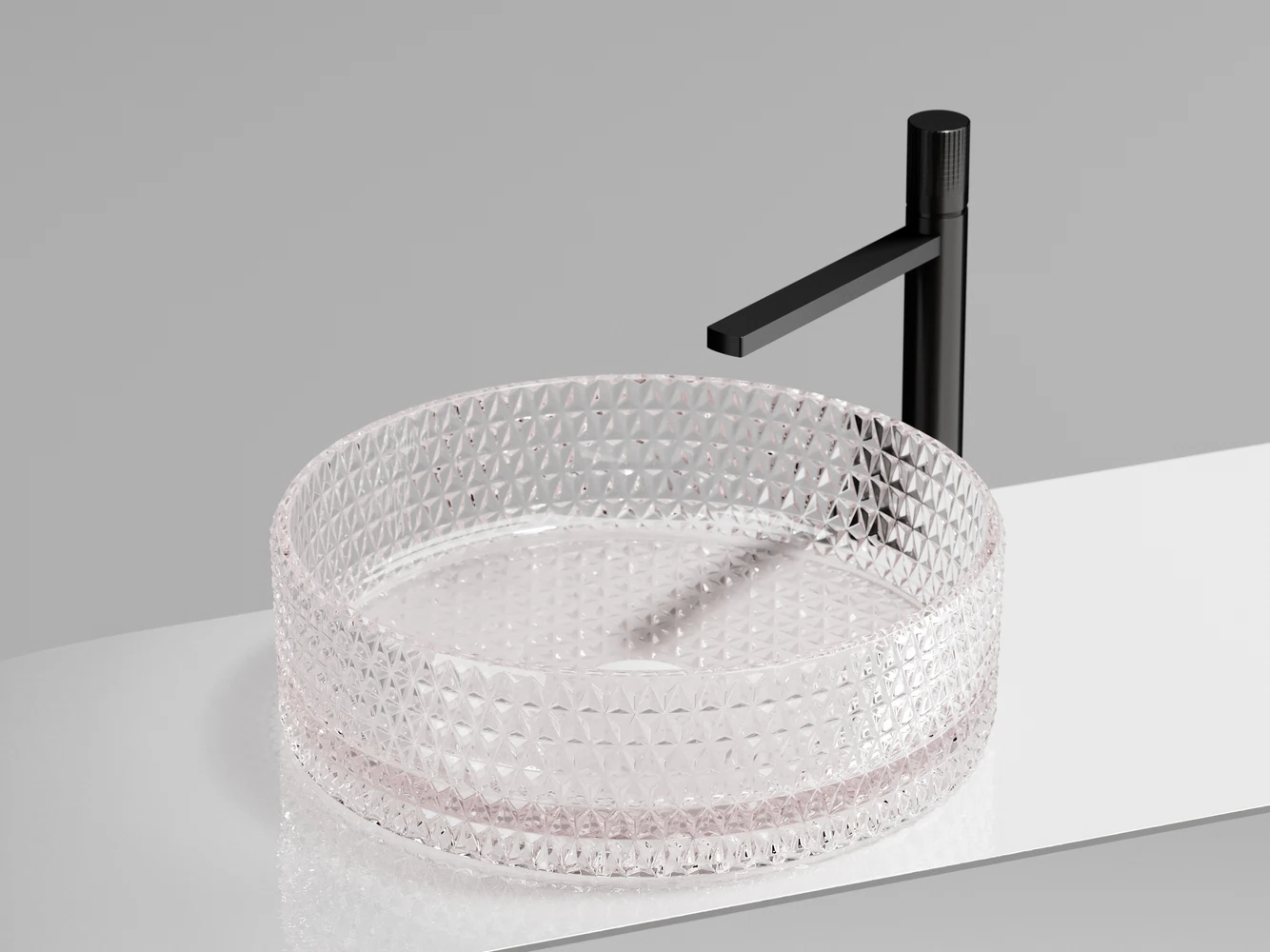 Изображение товара Круглая накладная раковина Cristal 360x360 мм розовая фарфор Италия