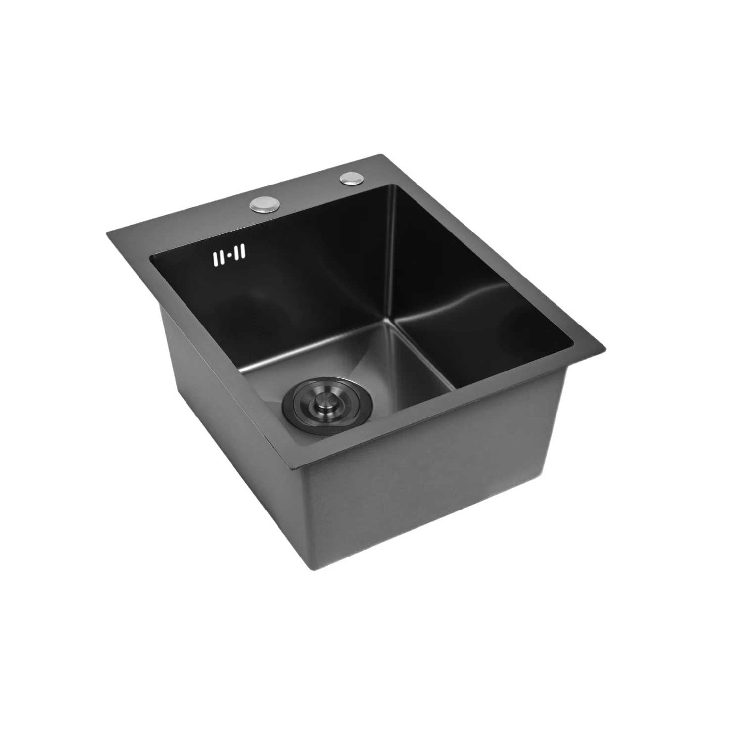 Изображение товара Мойка для кухни нержавеющая 40х50, рифленая, с PVD покрытием графит. Сифон с ведерком.