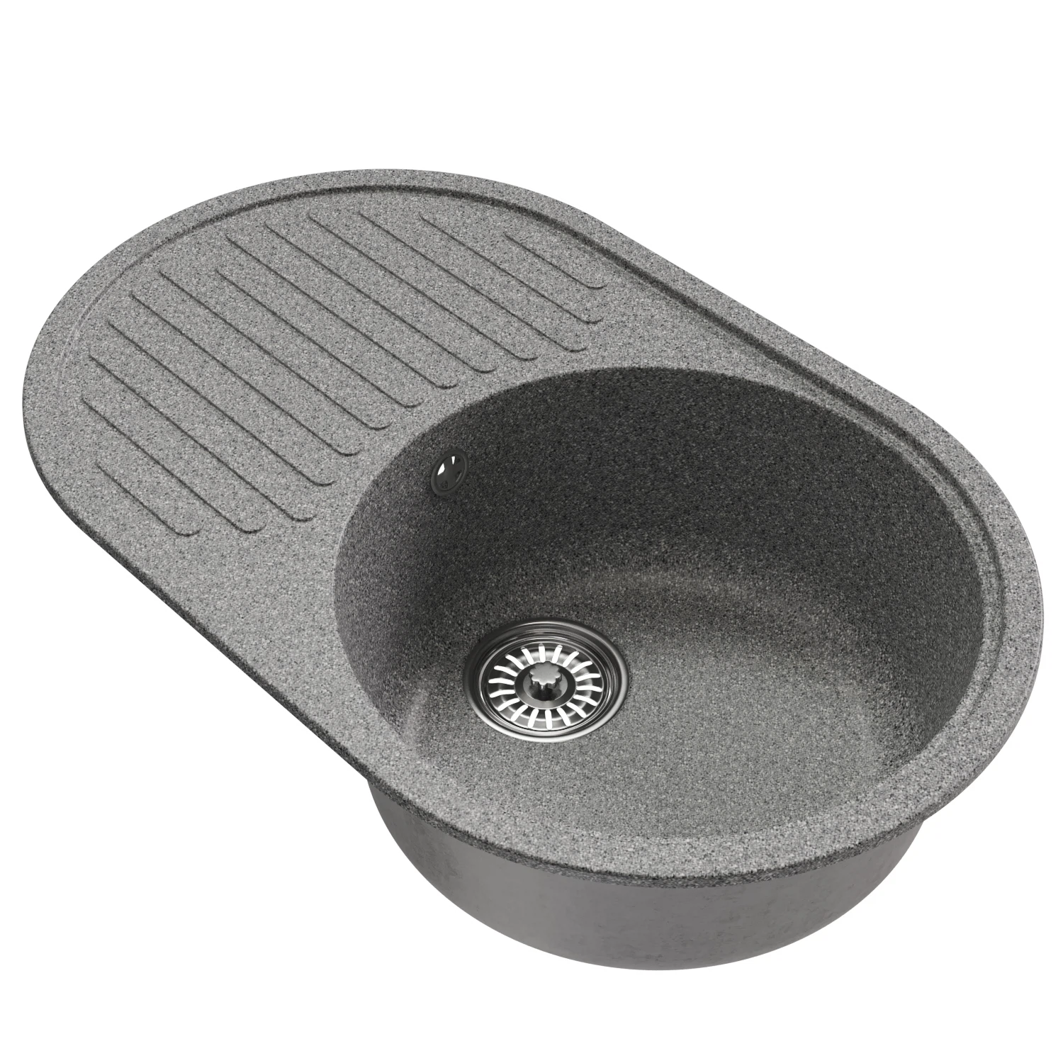 Изображение товара Мойка кухонная овальная из искусственного мрамора ТЕМНО-СЕРЫЙ ML-GM16 730 мм с крылом