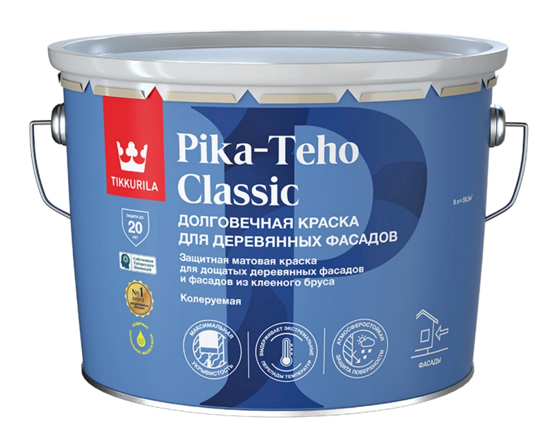 Изображение товара Краска фасадная Tikkurila Pika Teho Classic акриловая 9л для деревянных фасадов