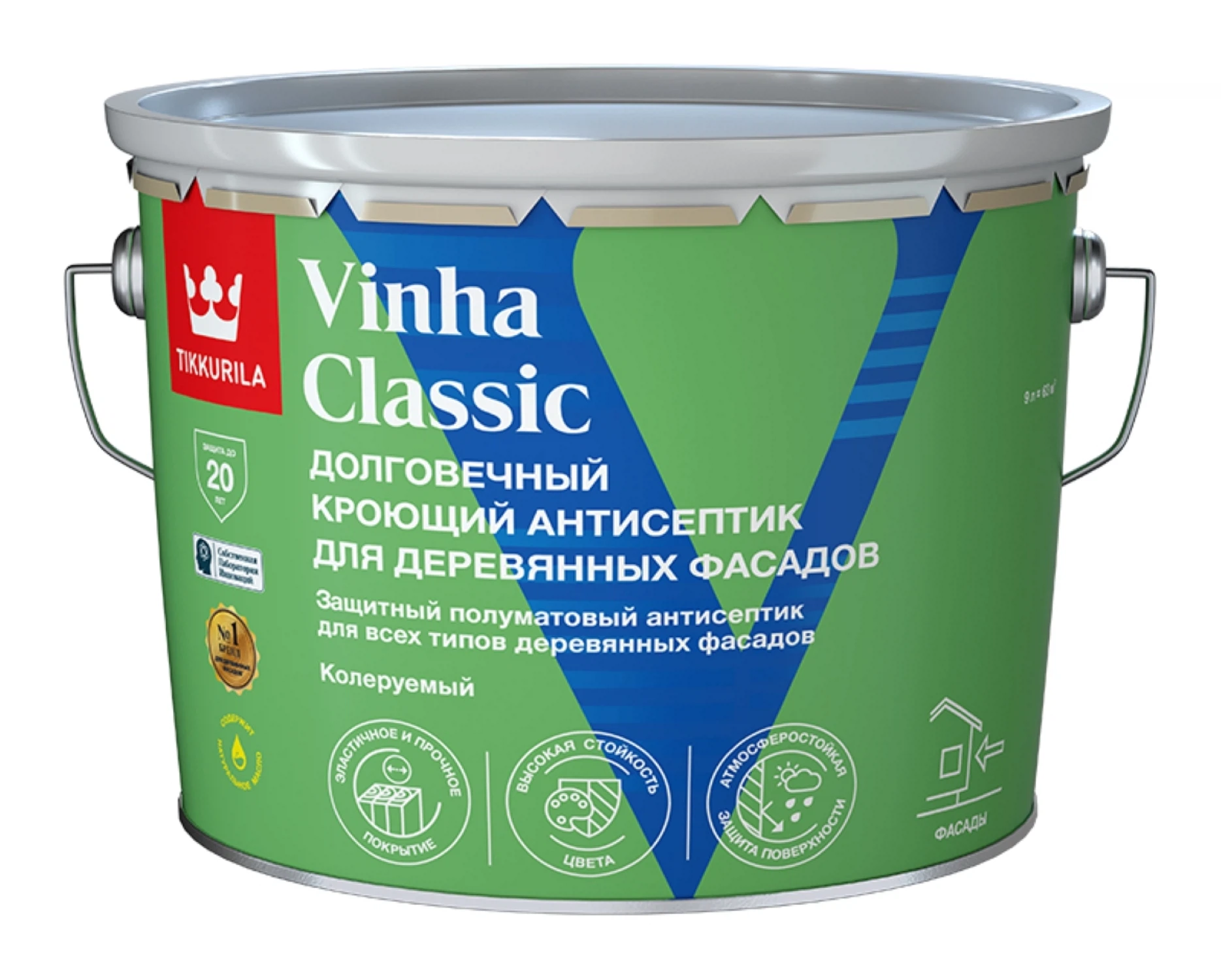 Изображение товара Антисептик кроющий TIKKURILA VINHA CLASSIC, водоразбавляемый, полуматовый база A 9л