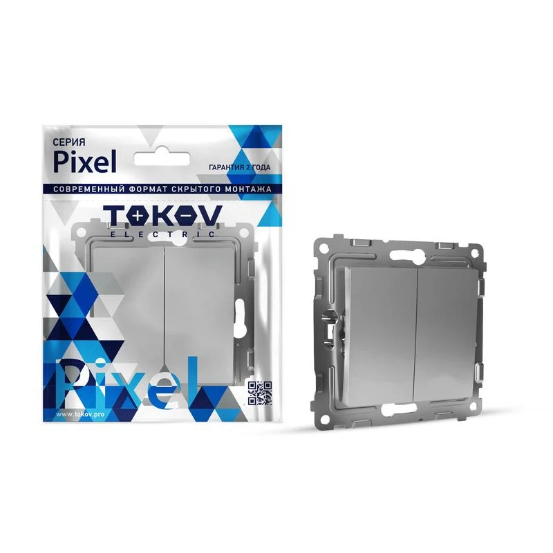 Изображение товара Переключатель проходной 2-кл. IP20 серия PIXEL TOKOV ELECTRIC TKE-PX-P2-C03