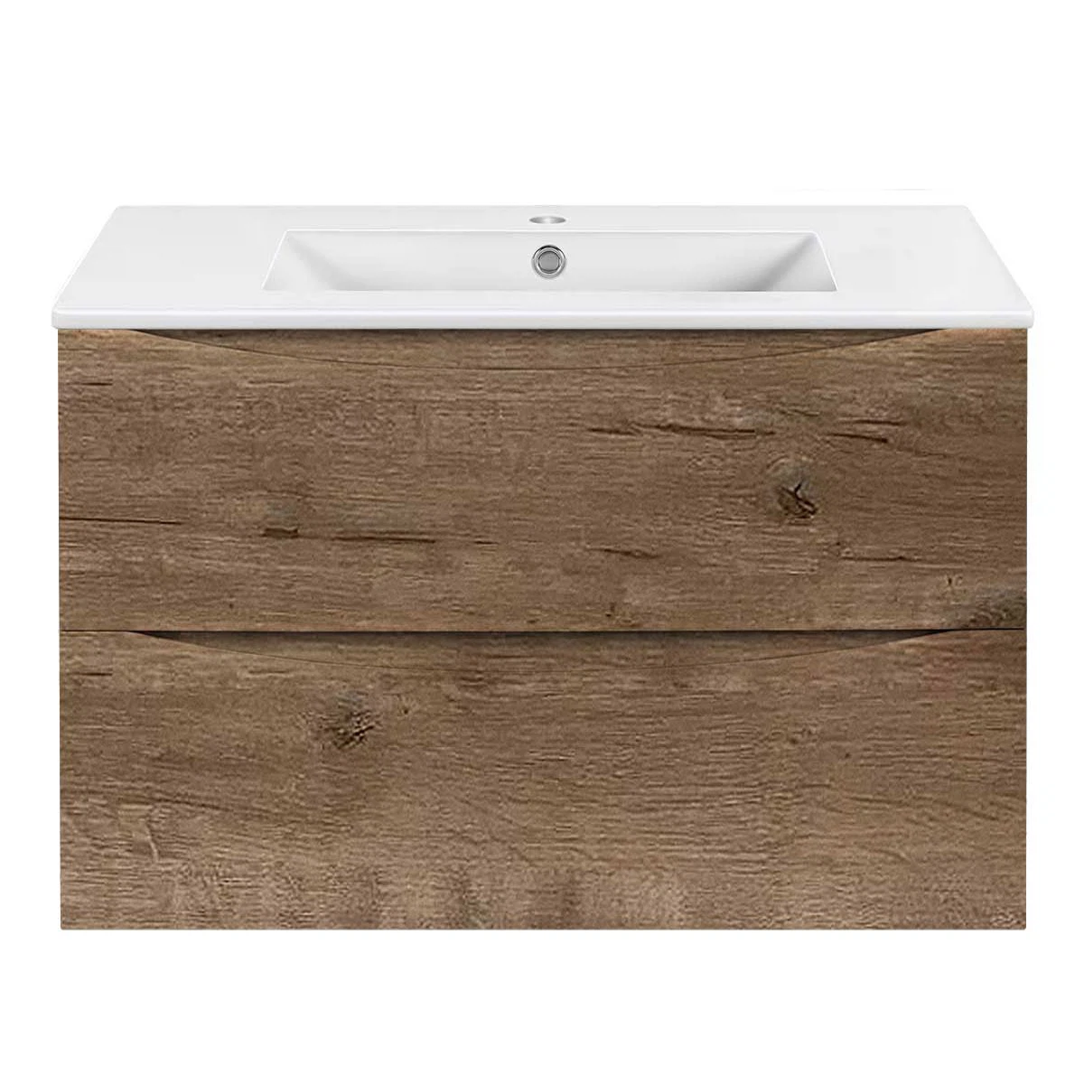 Изображение товара Тумба под керамическую раковину Mia Slim 800 подвесная, 2 выкатных ящика soft close, V.Oak