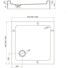 Душевой поддон Veconi Tezeo TZ52B-100-C5 акриловый 1000х1000 мм (чёрный, квадратный)