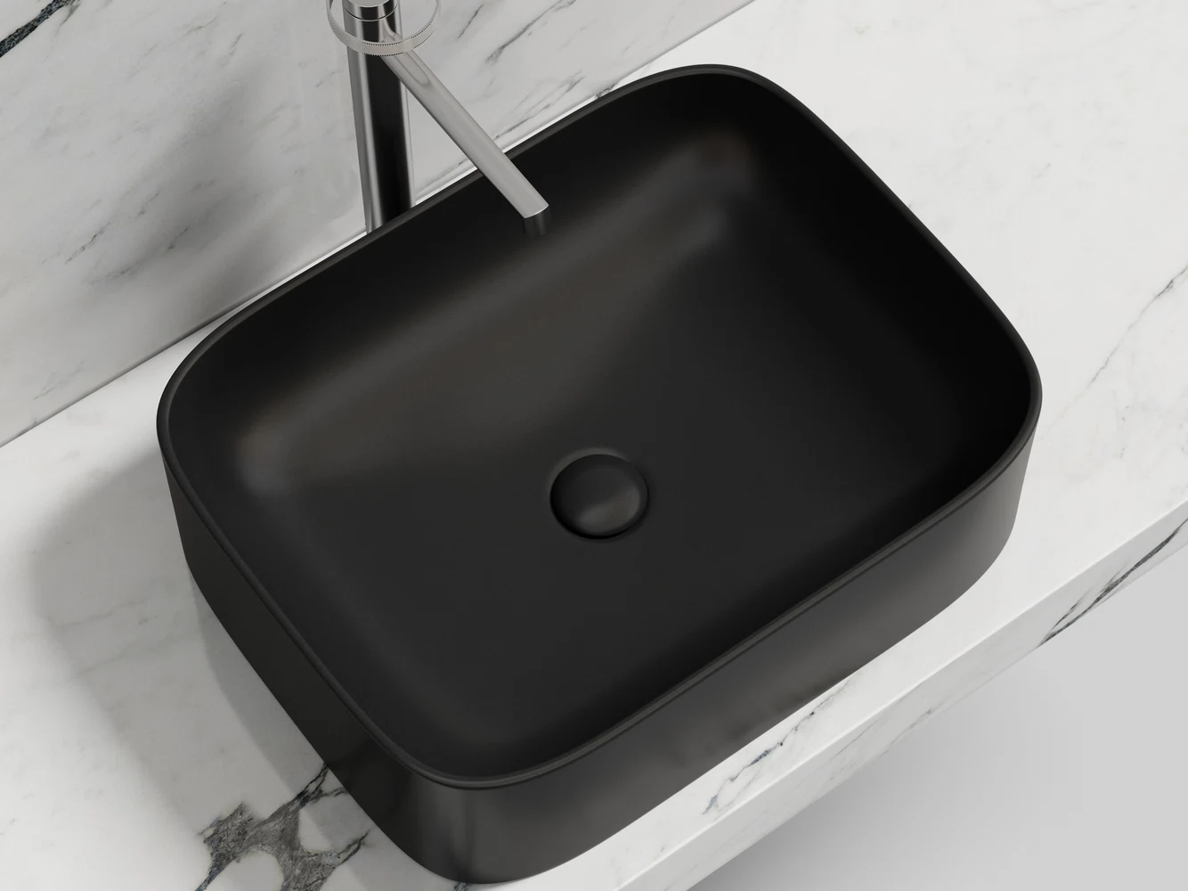 Изображение товара Умывальник чаша накладная прямоугольная Element 505x380x150 мм черный матовый