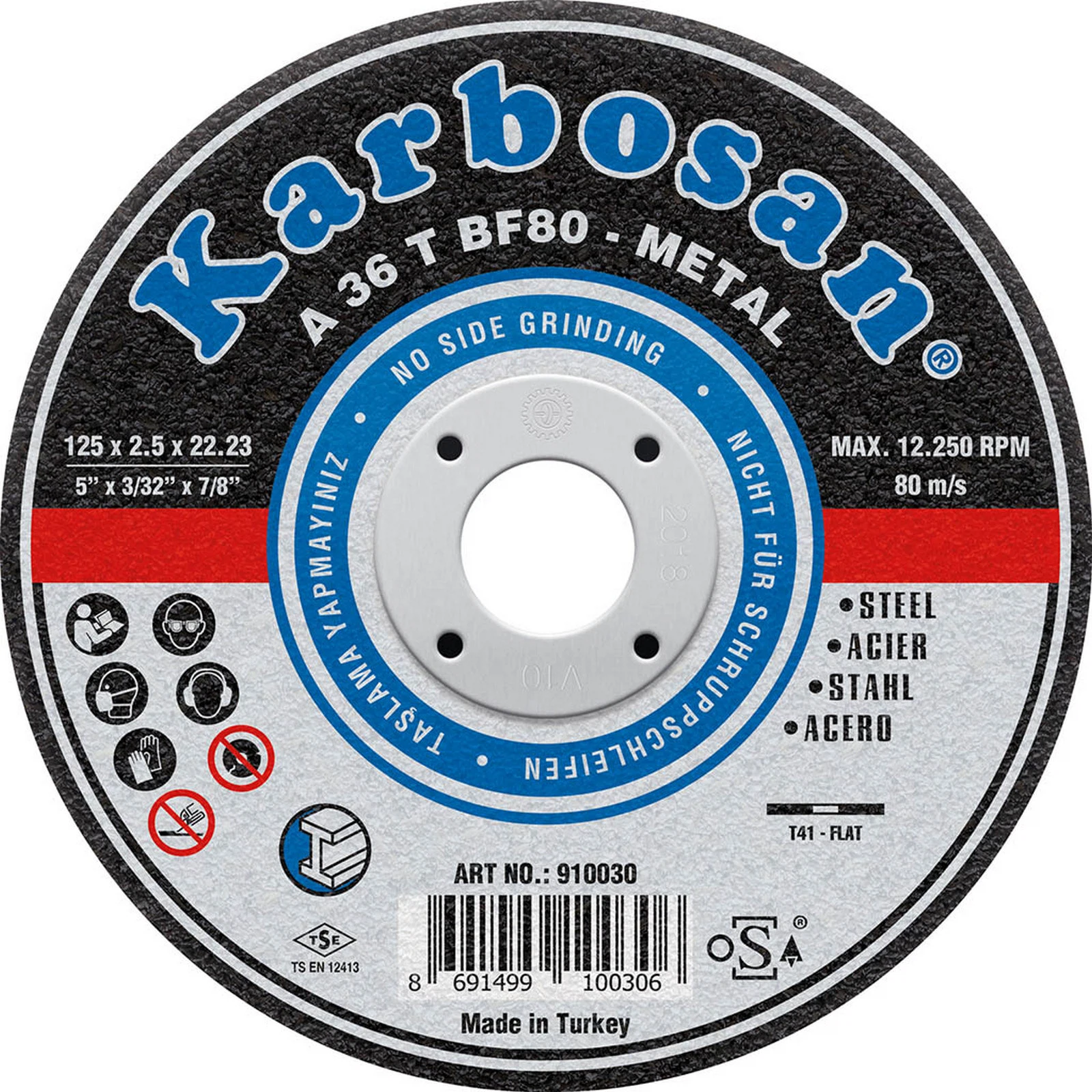 Изображение товара Диск отрезной по металлу "Karbosan" (125х2,5х22) (Арт.910030) A36TBF80