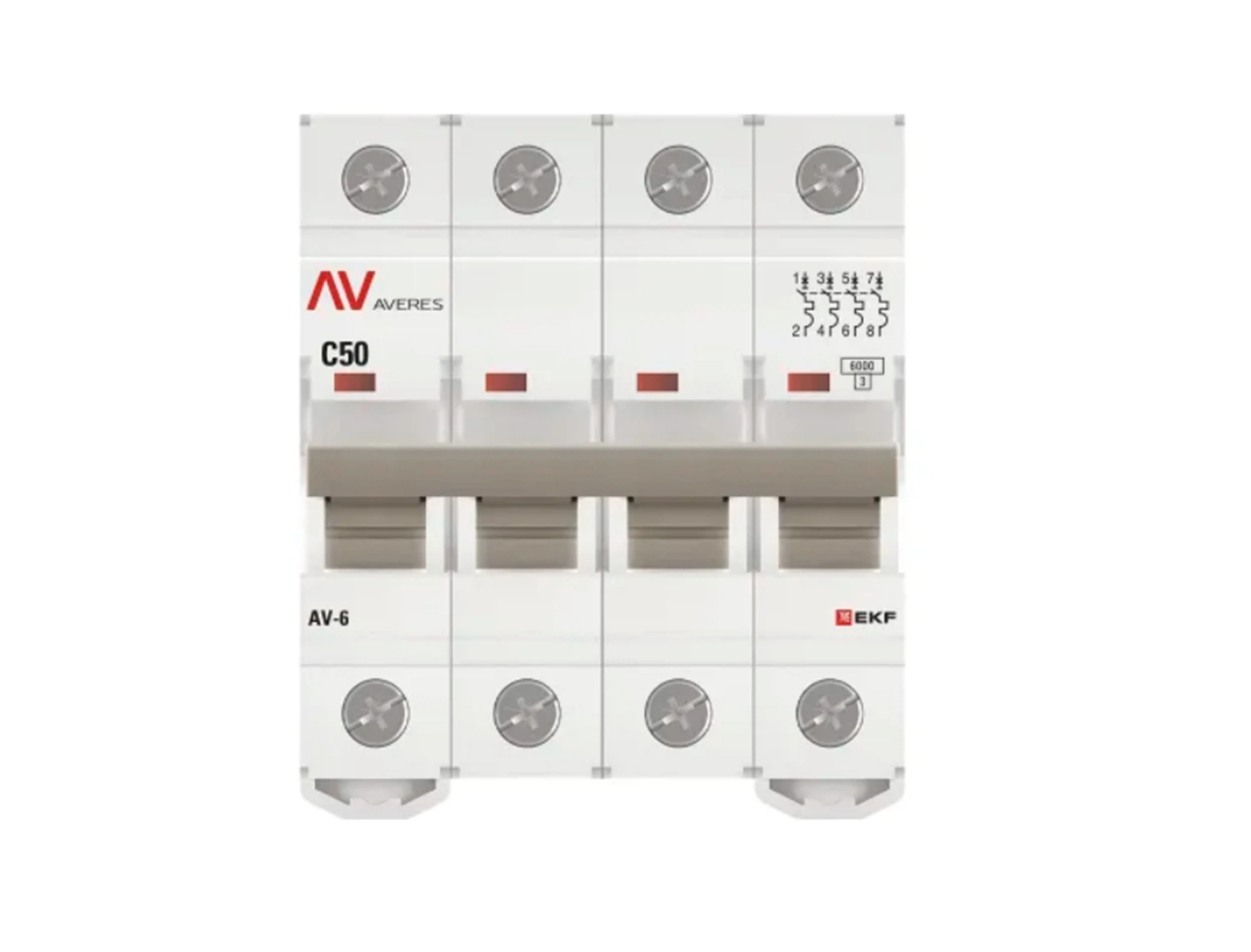 Изображение товара Автоматический выключатель EKF Averes AV-6 (С) 4P 50А 6kA