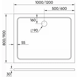 Поддон душевой Veconi Tezeo stone 1000x900x300 мм универсальный, на каркасе, без сифона (TZ09-10090P