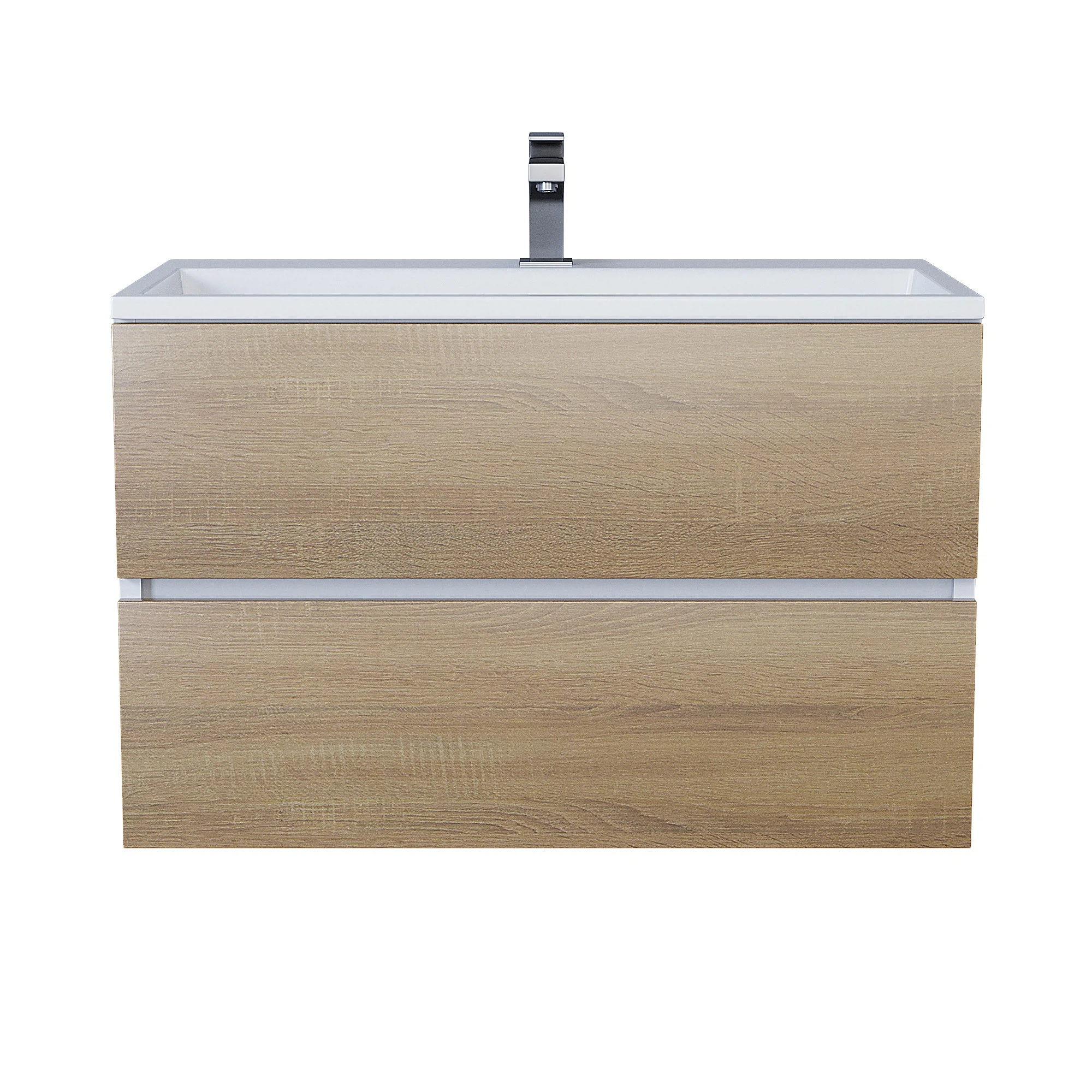 Изображение товара Тумба с раковиной для ванной подвесная Uperwood Barsa-Next 80х45 см белая дуб сонома