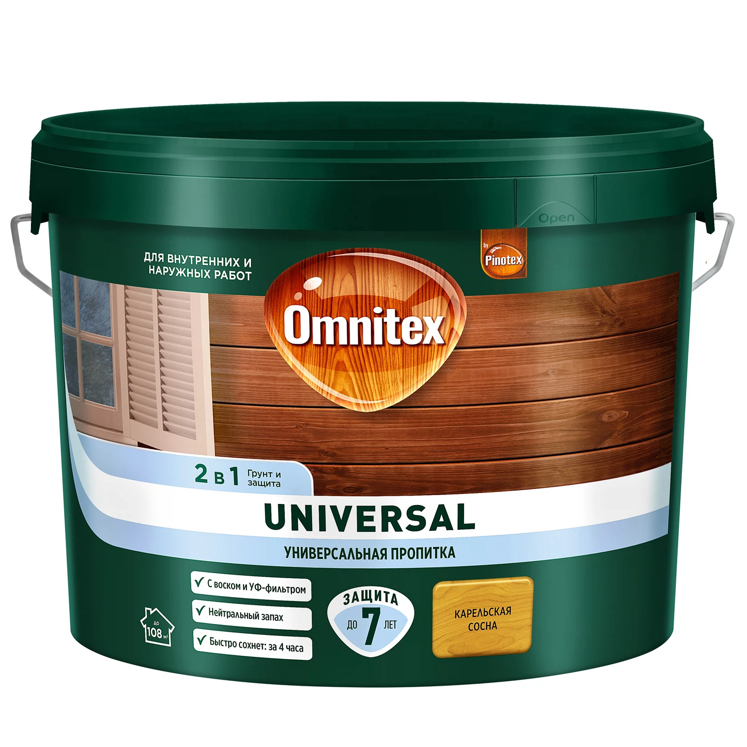 Изображение товара Универсальная пропитка для древесины 2 в 1 OMNITEX by PINOTEX Universal карельская сосна 9л
