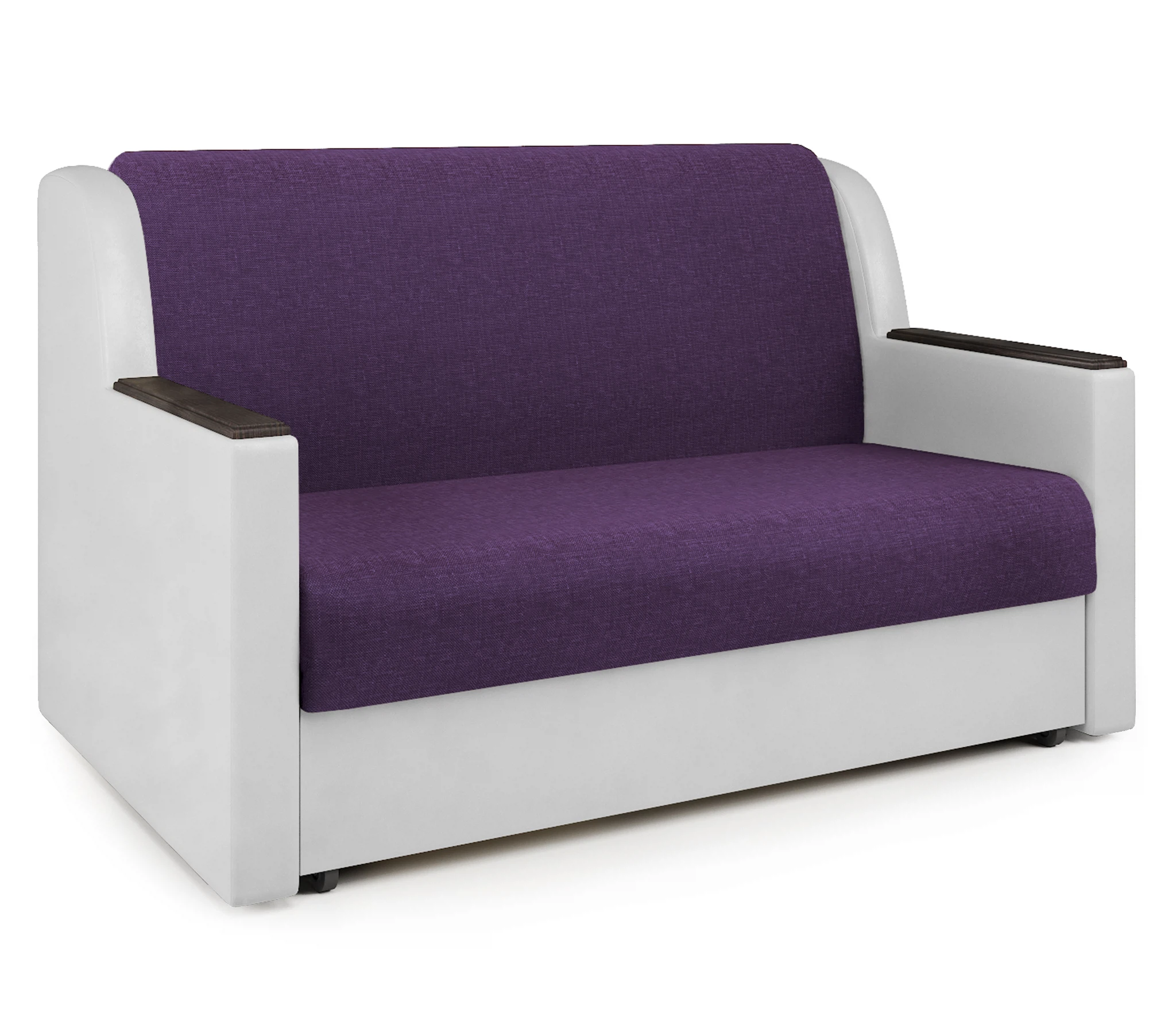 Изображение товара Диван-кровать Аккорд Д 120 фиолетовая рогожка и экокожа белая