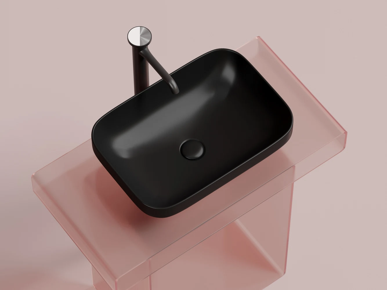 Изображение товара Умывальник чашевая накладная прямоугольная Element 500x359x145мм черный матовый Италия